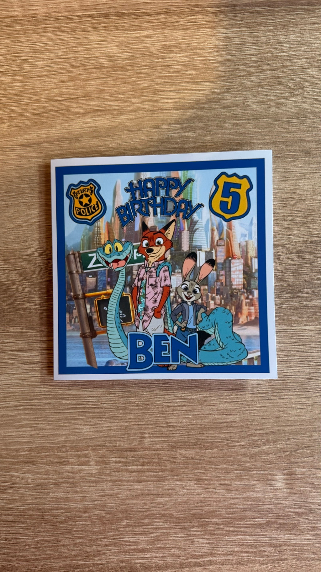 Zootopia 2 Personalised Birthday Card – Blue City – Name & Age