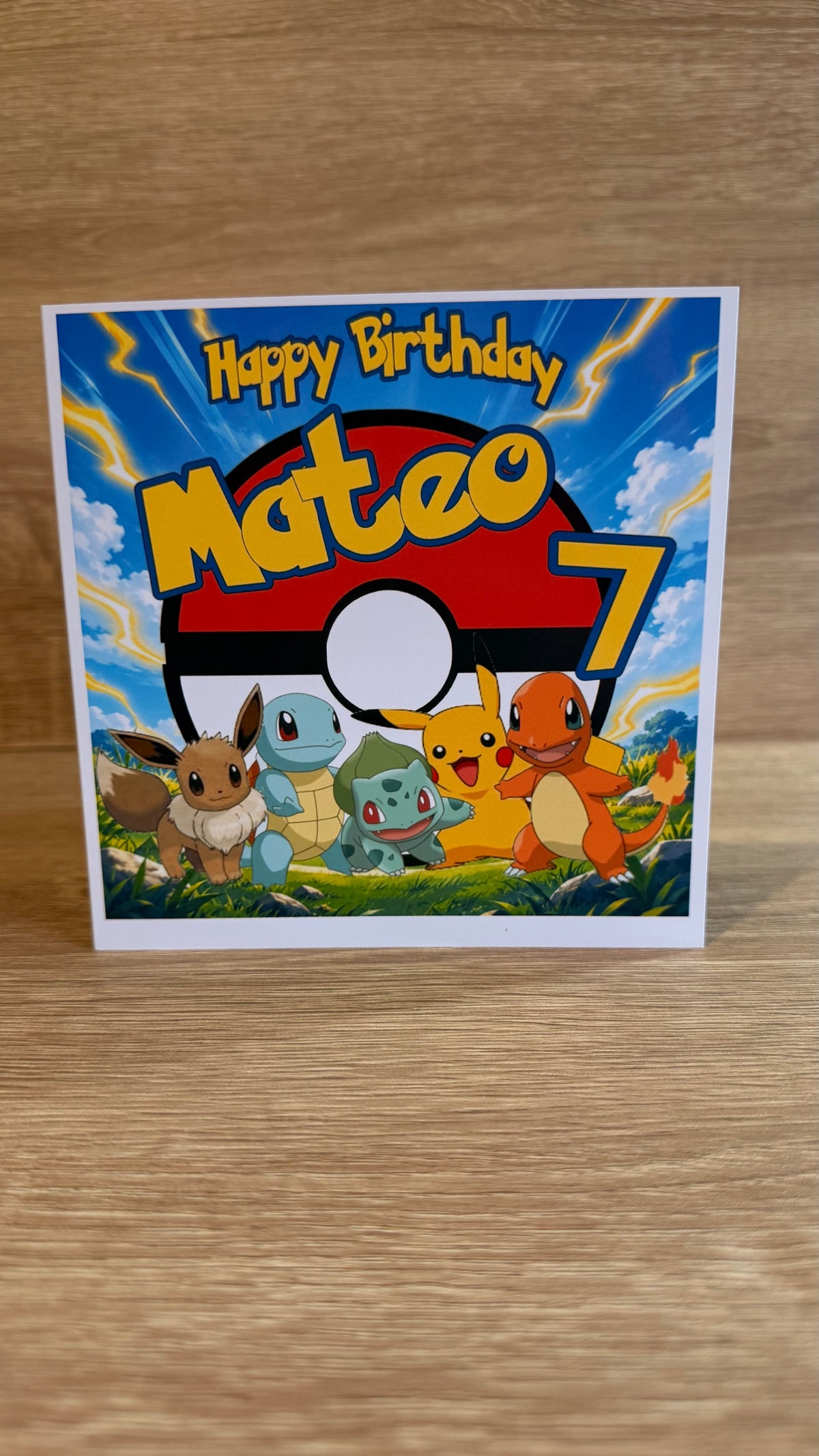 Pokémon Personalised Birthday Card – Name & Age – 6x6