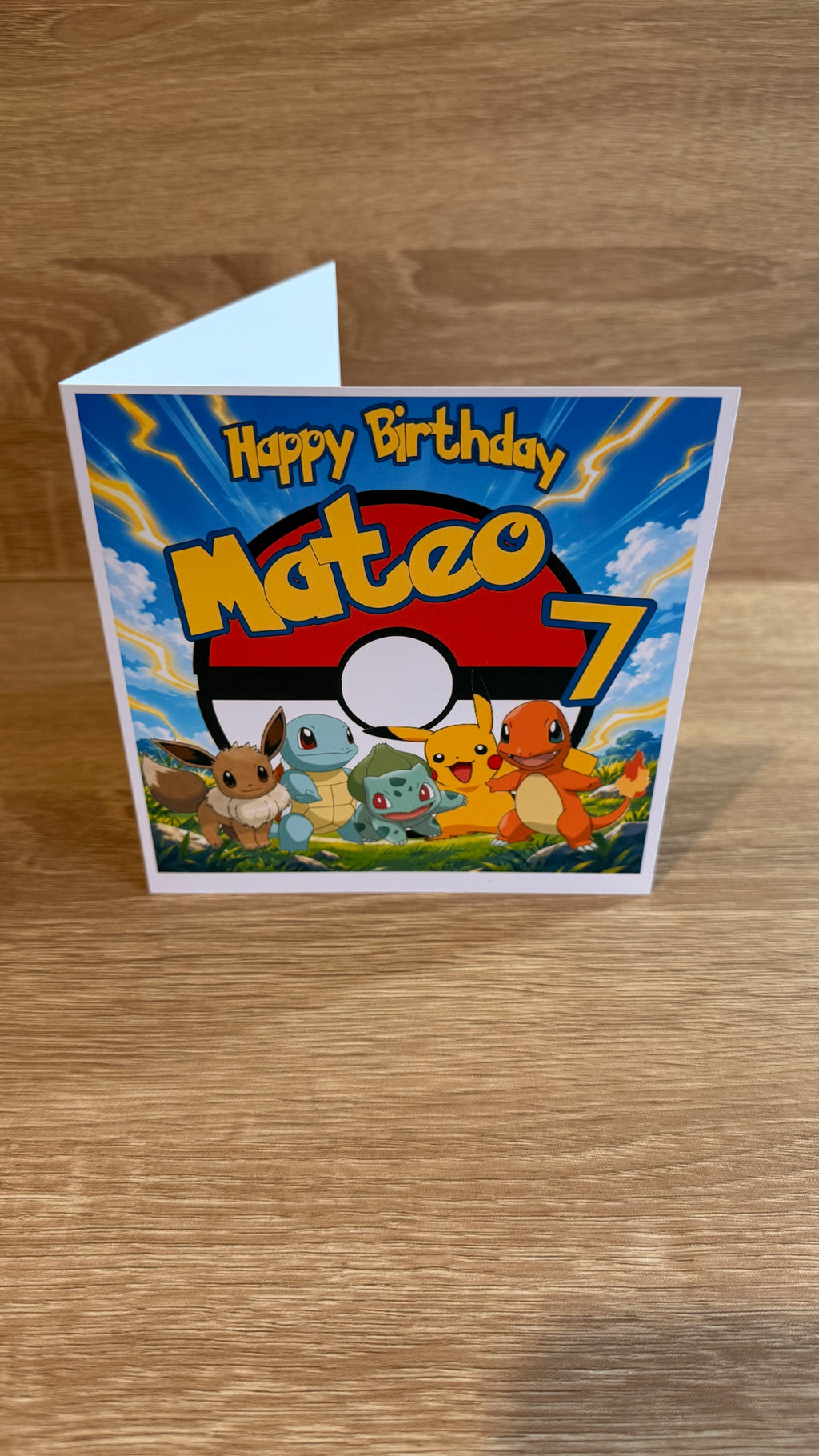 Pokémon Personalised Birthday Card – Name & Age – 6x6