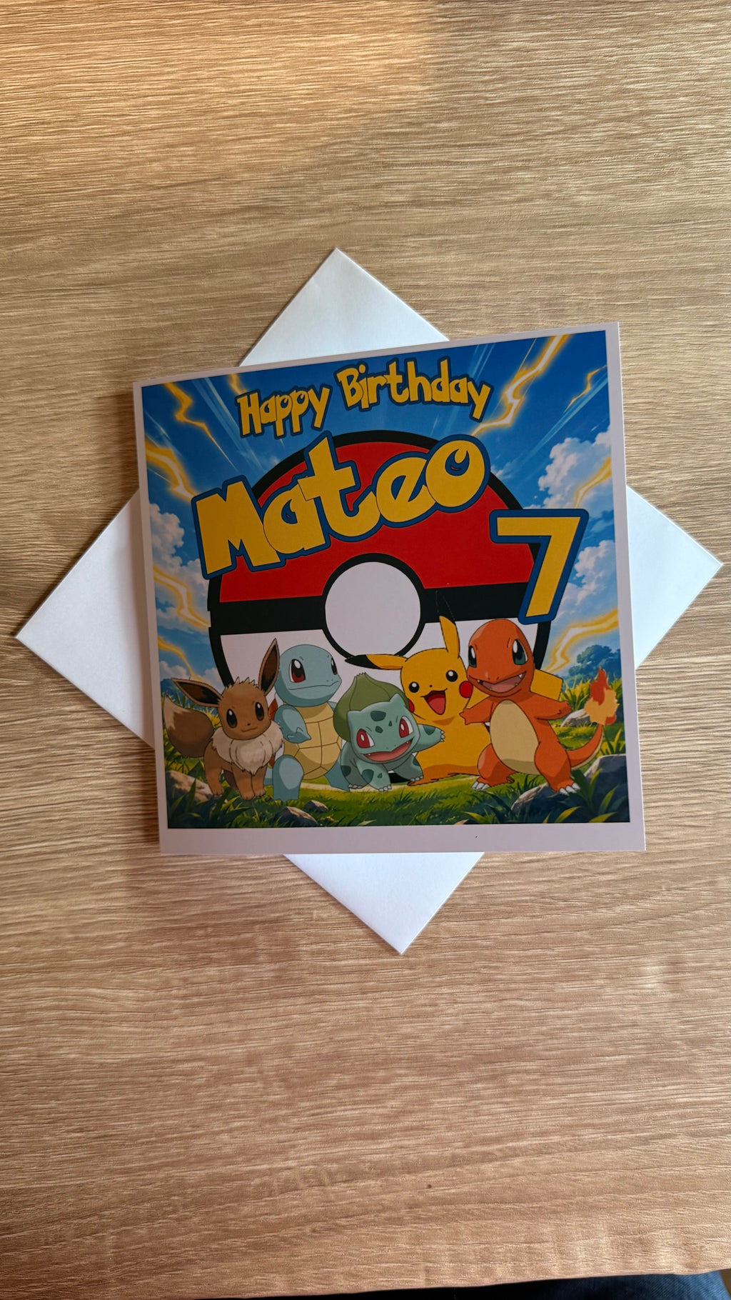 Pokémon Personalised Birthday Card – Name & Age – 6x6