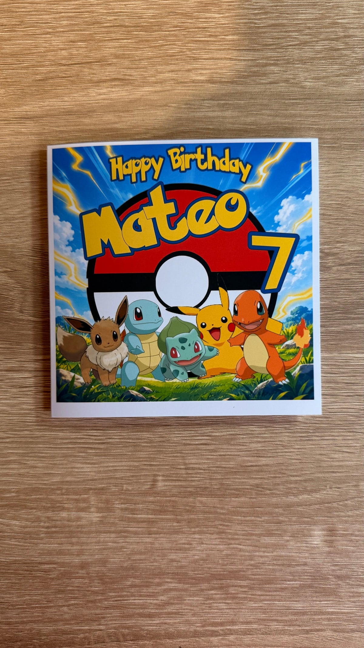 Pokémon Personalised Birthday Card – Name & Age – 6x6