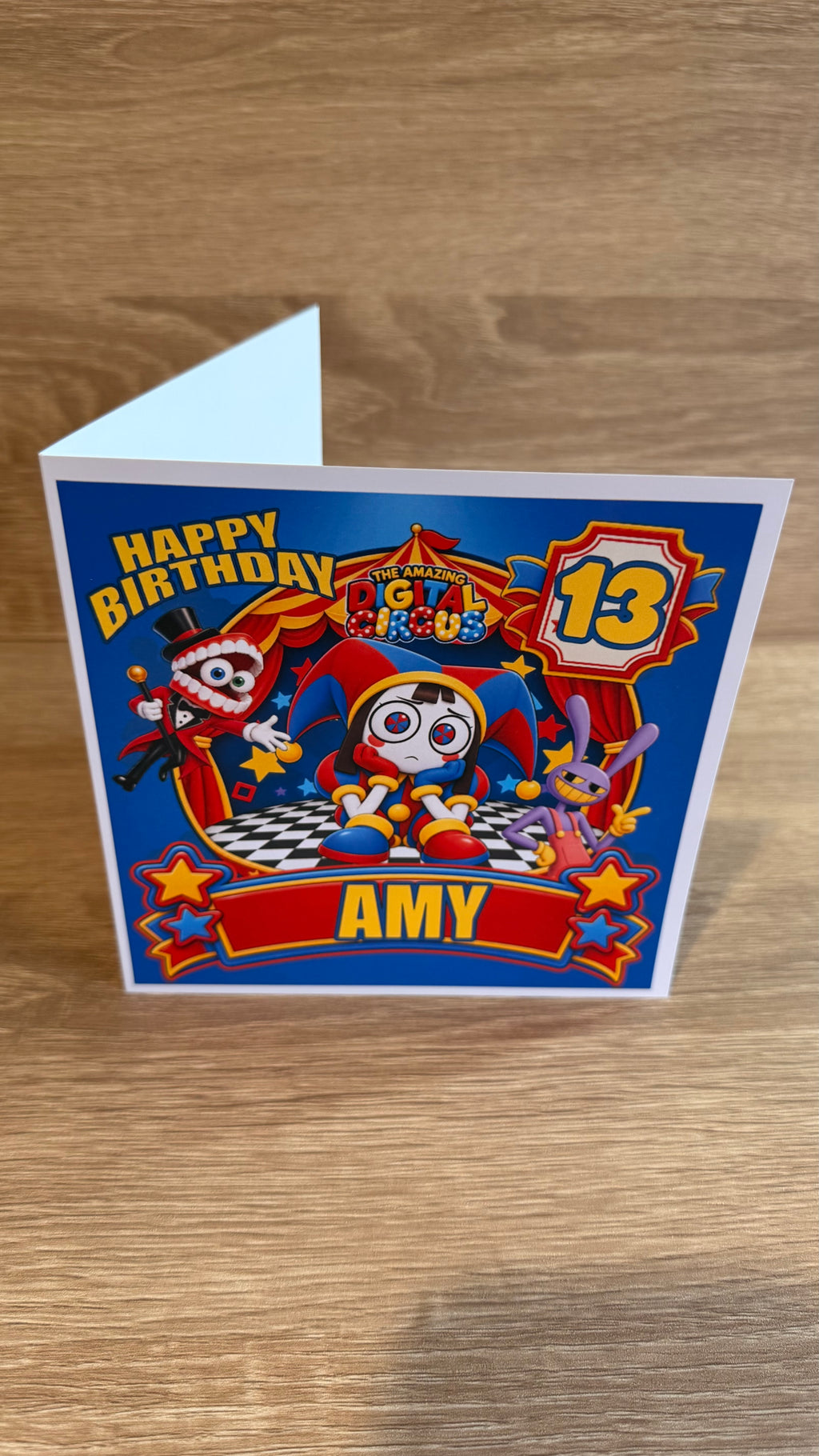 Amazing Digital Circus Personalised Birthday Card – Name & Age – 6x6
