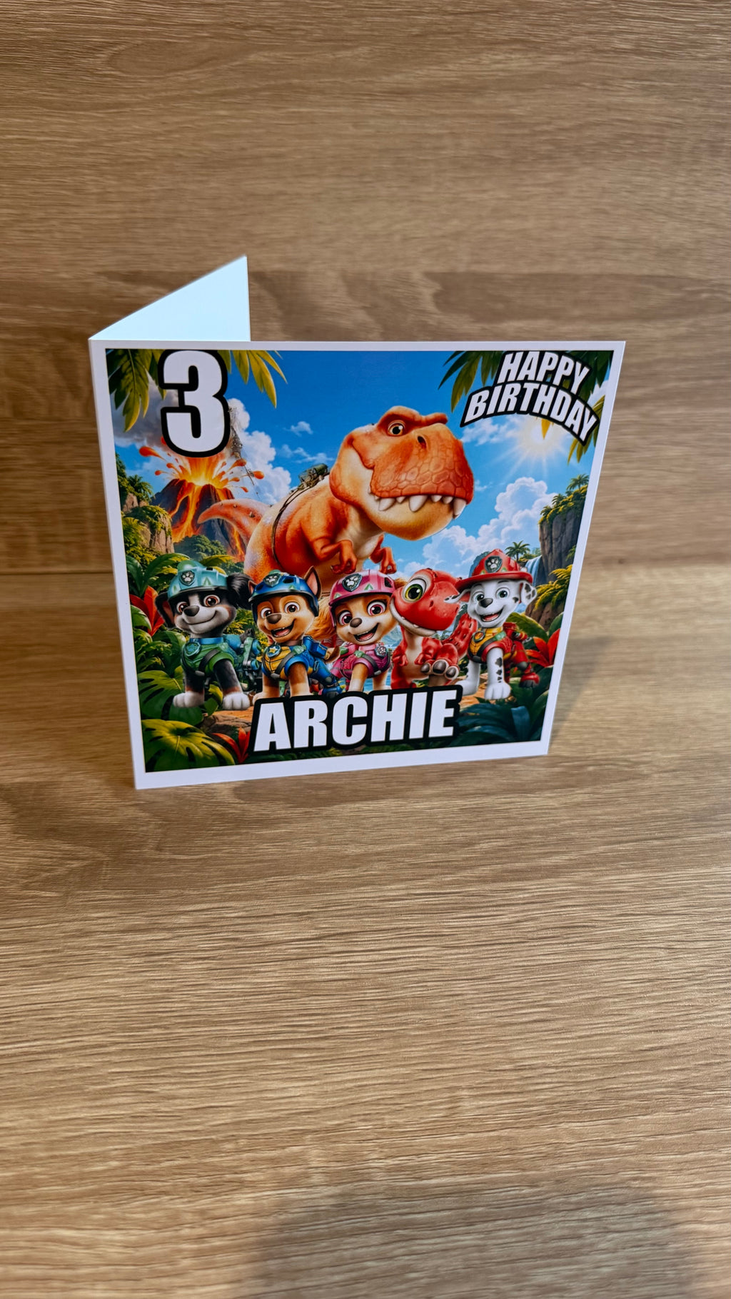 Paw Patrol Dino Movie Personalised Birthday Card – Name & Age
