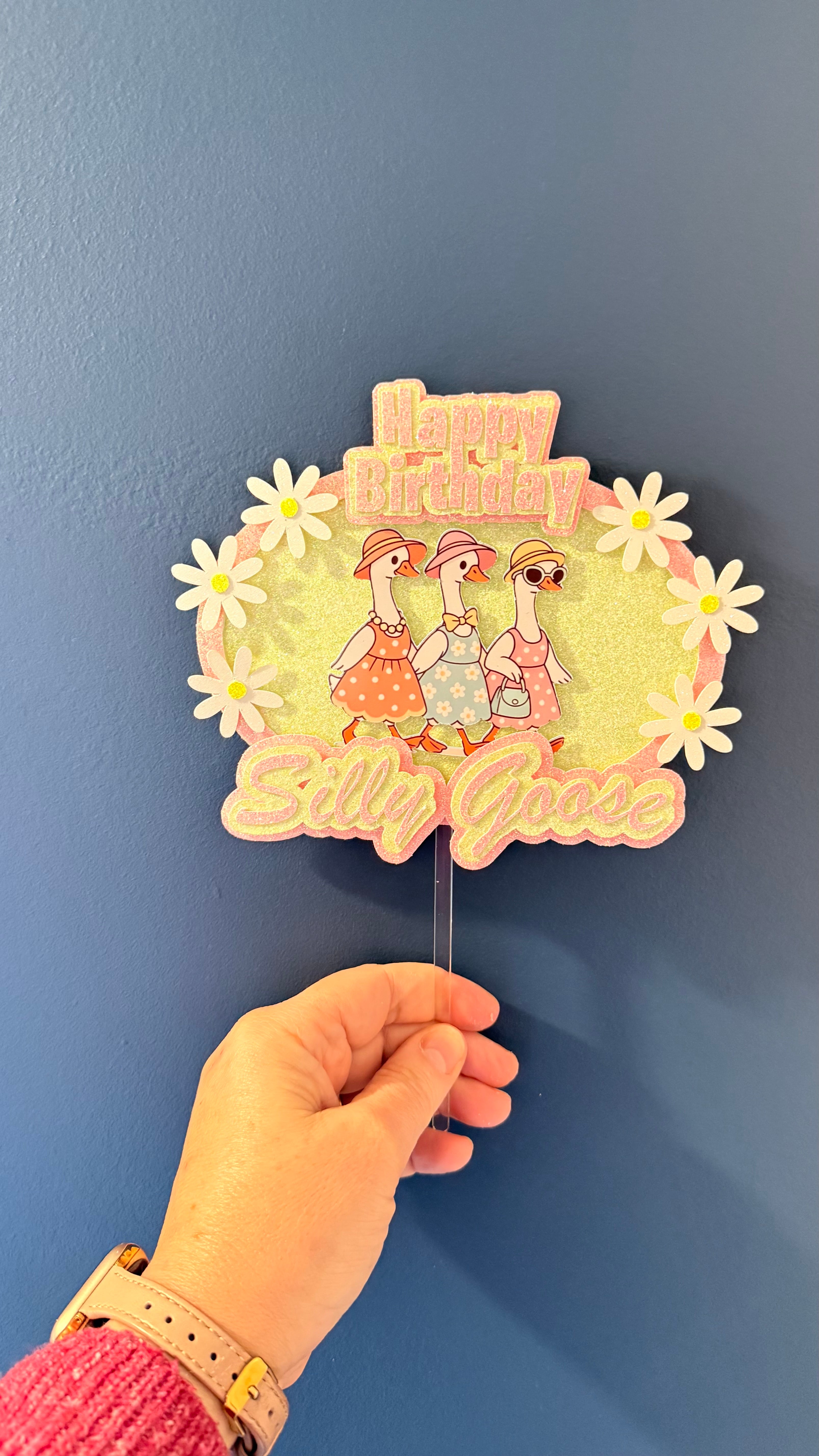 Silly Goose Happy Birthday Cake Topper | Funny Birthday Decoration