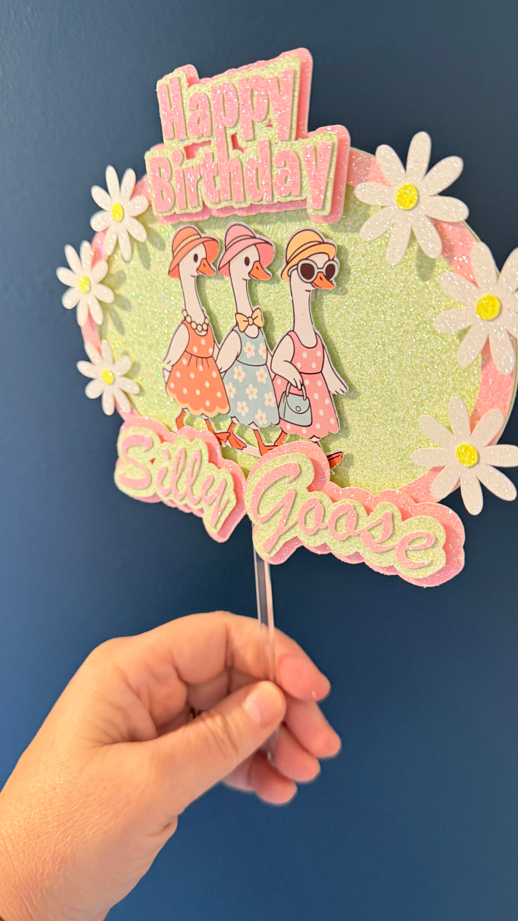 Silly Goose Happy Birthday Cake Topper | Funny Birthday Decoration