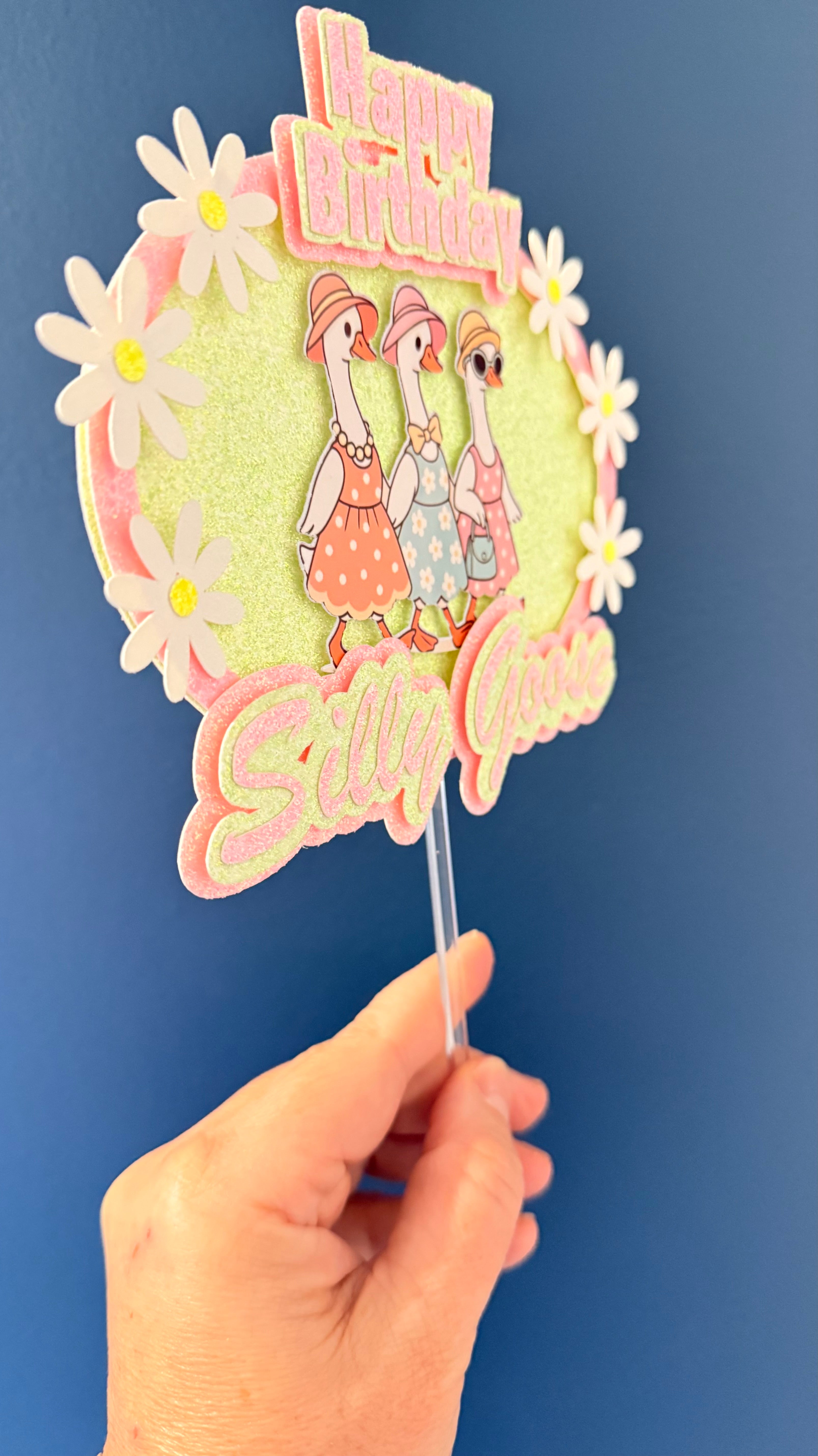 Silly Goose Happy Birthday Cake Topper | Funny Birthday Decoration