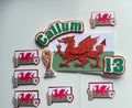 Welsh Flag Personalised Cake Topper & Cupcake Toppers | Custom Name & Age