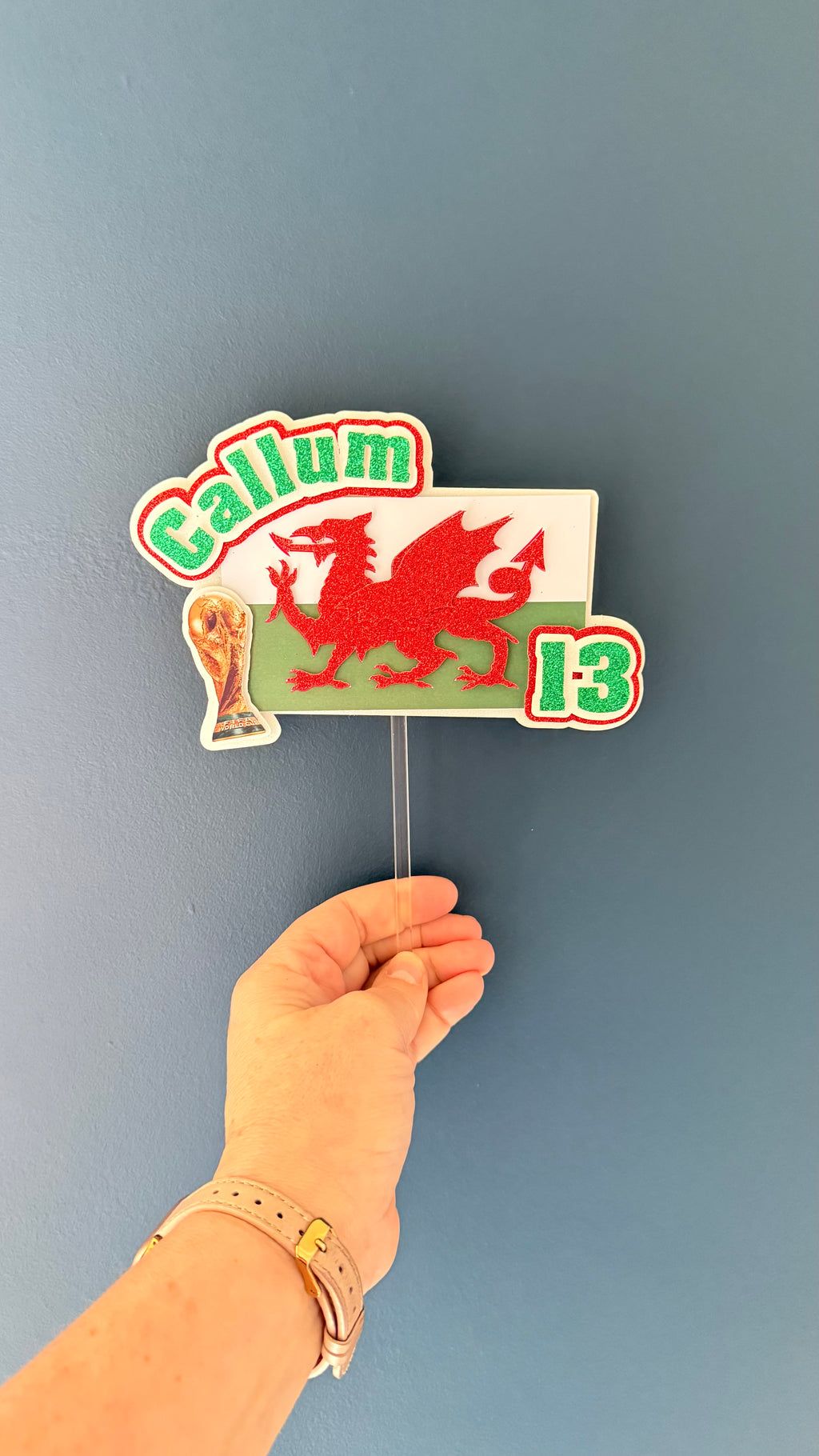 Welsh Flag Personalised Cake Topper & Cupcake Toppers | Custom Name & Age