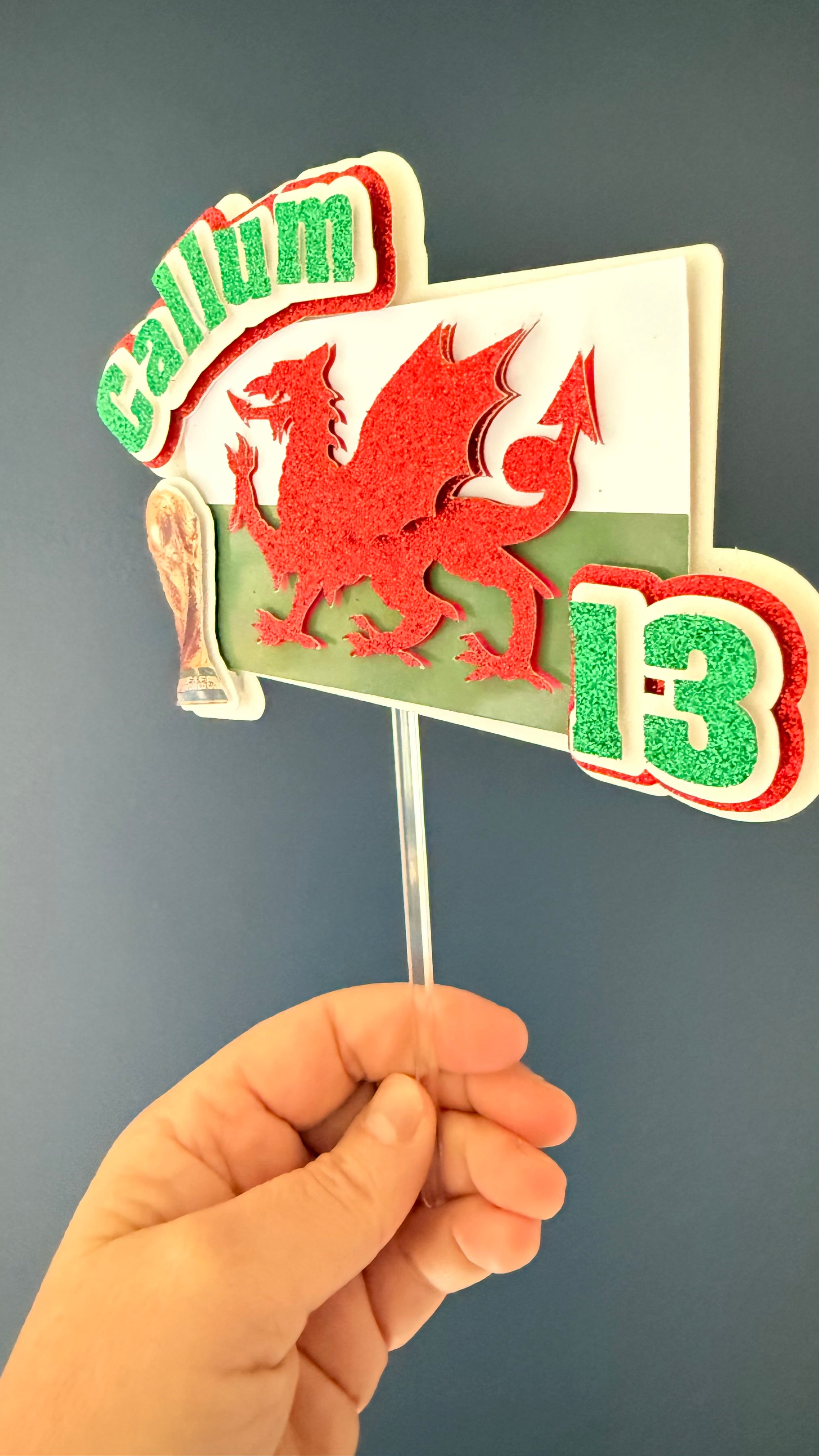 Welsh Flag Personalised Cake Topper & Cupcake Toppers | Custom Name & Age