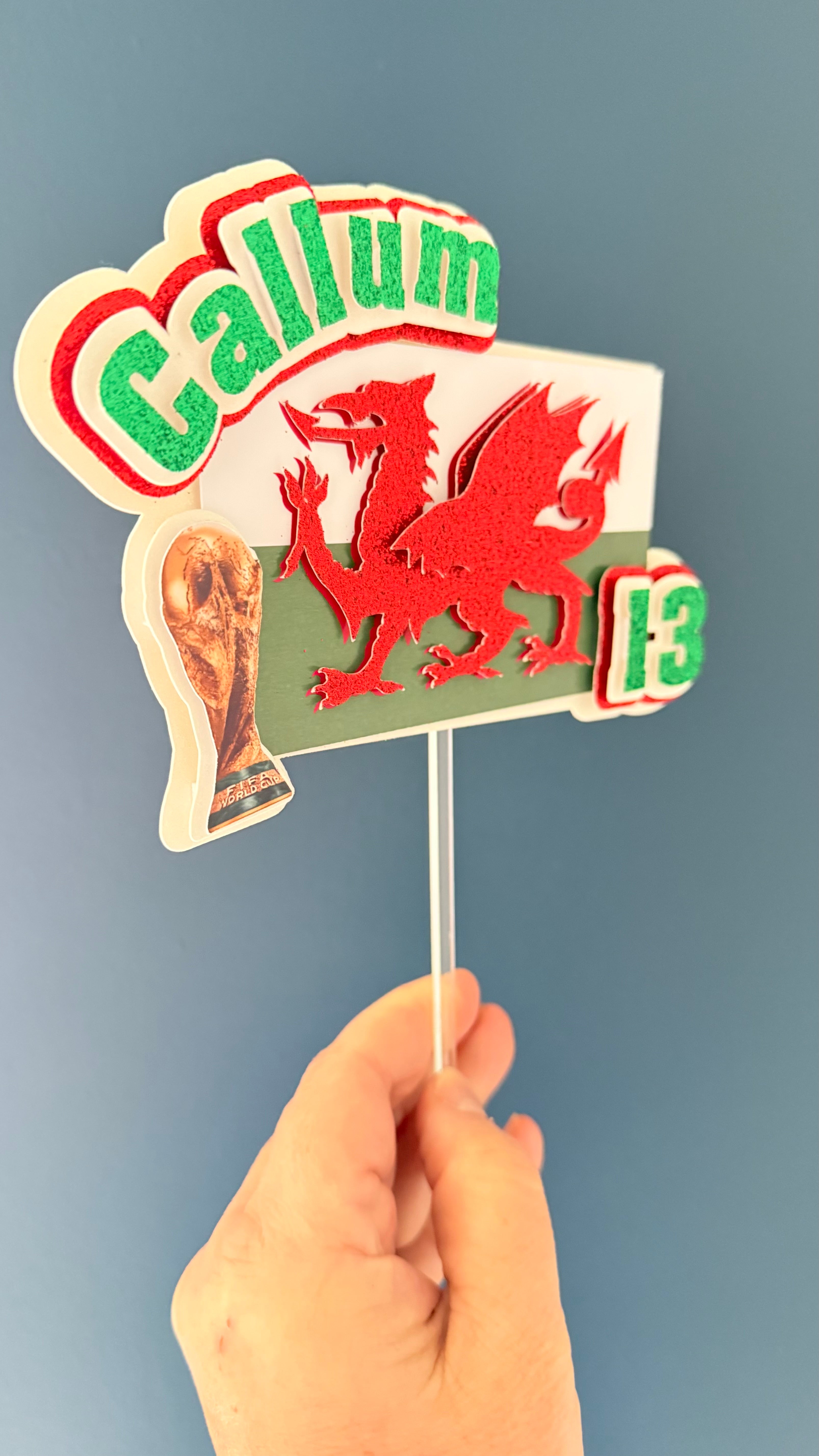 Welsh Flag Personalised Cake Topper & Cupcake Toppers | Custom Name & Age