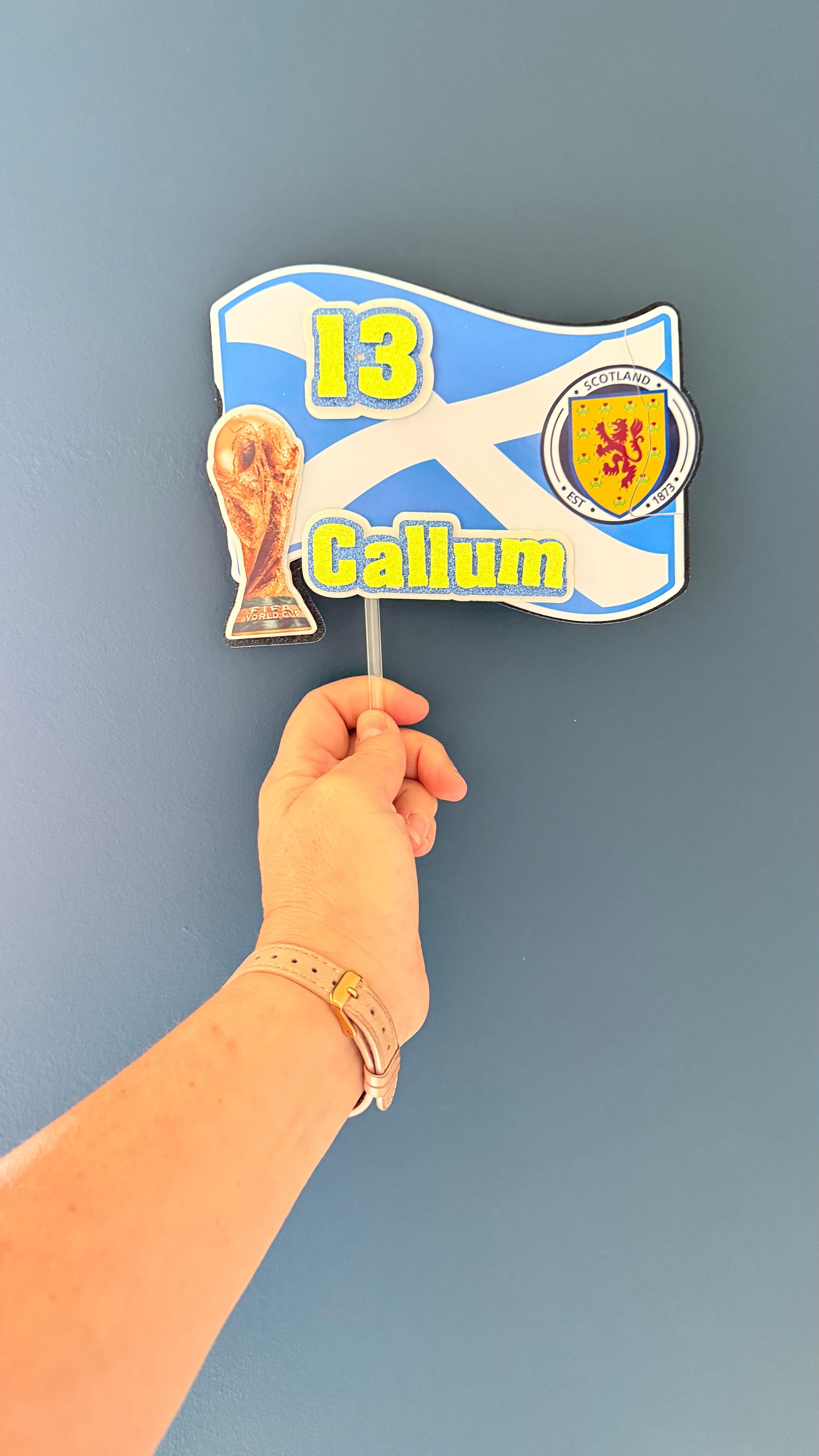 Scotland Flag Personalised Cake Topper & Cupcake Toppers | Custom Name & Age