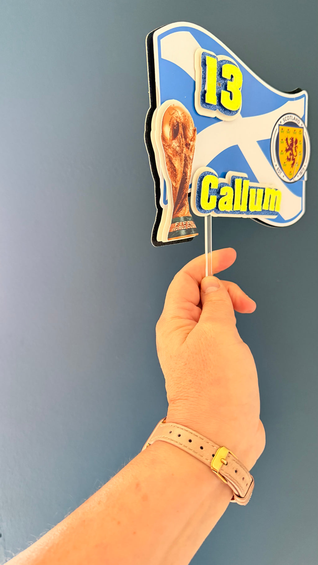 Scotland Flag Personalised Cake Topper & Cupcake Toppers | Custom Name & Age