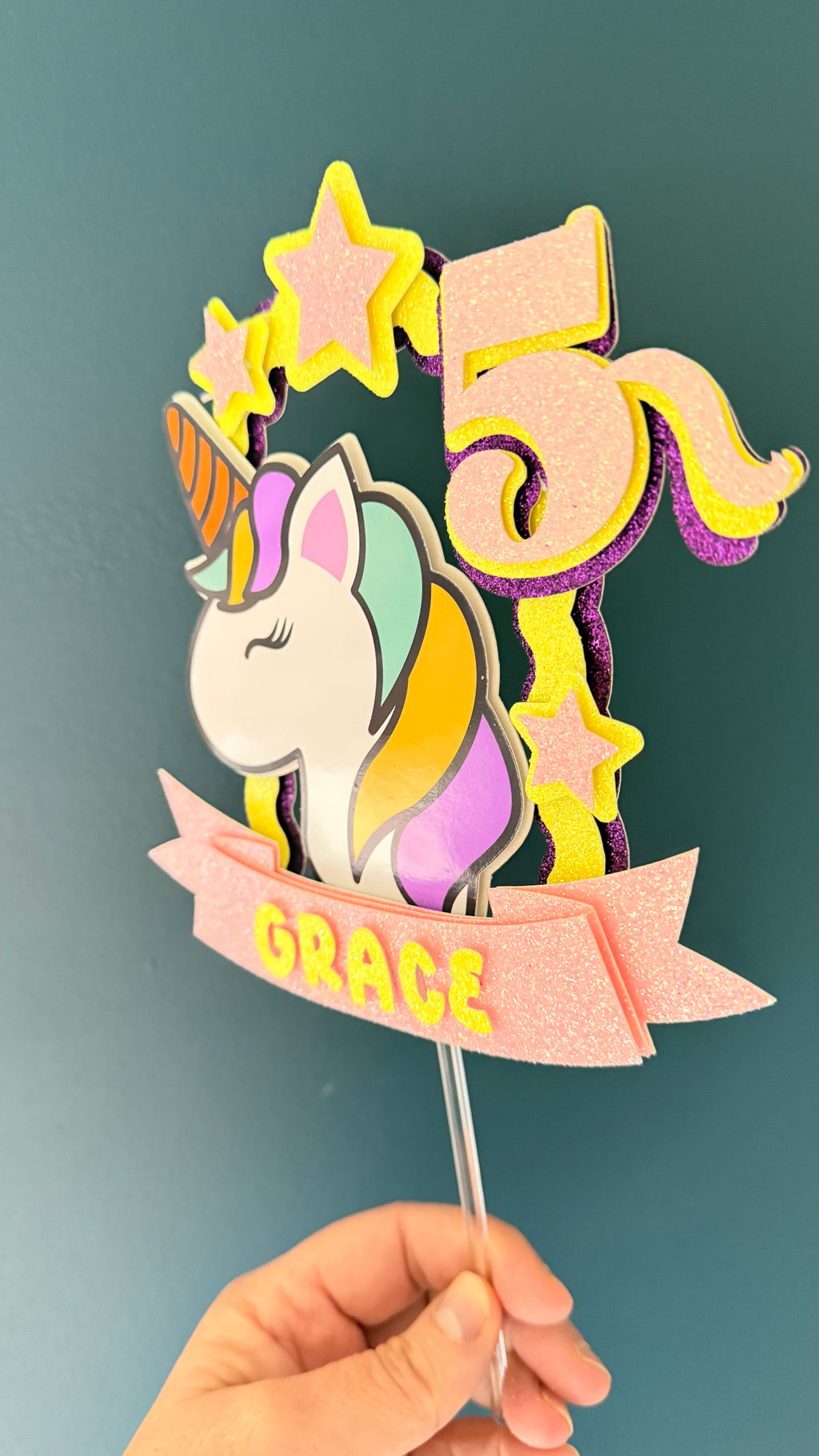 Unicorn Personalised Cake Topper | Custom Name & Age