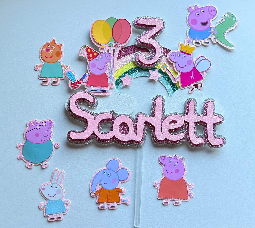 Peppa Pig Personalised Cake Topper Set | Custom Name & Age Birthday Decoration