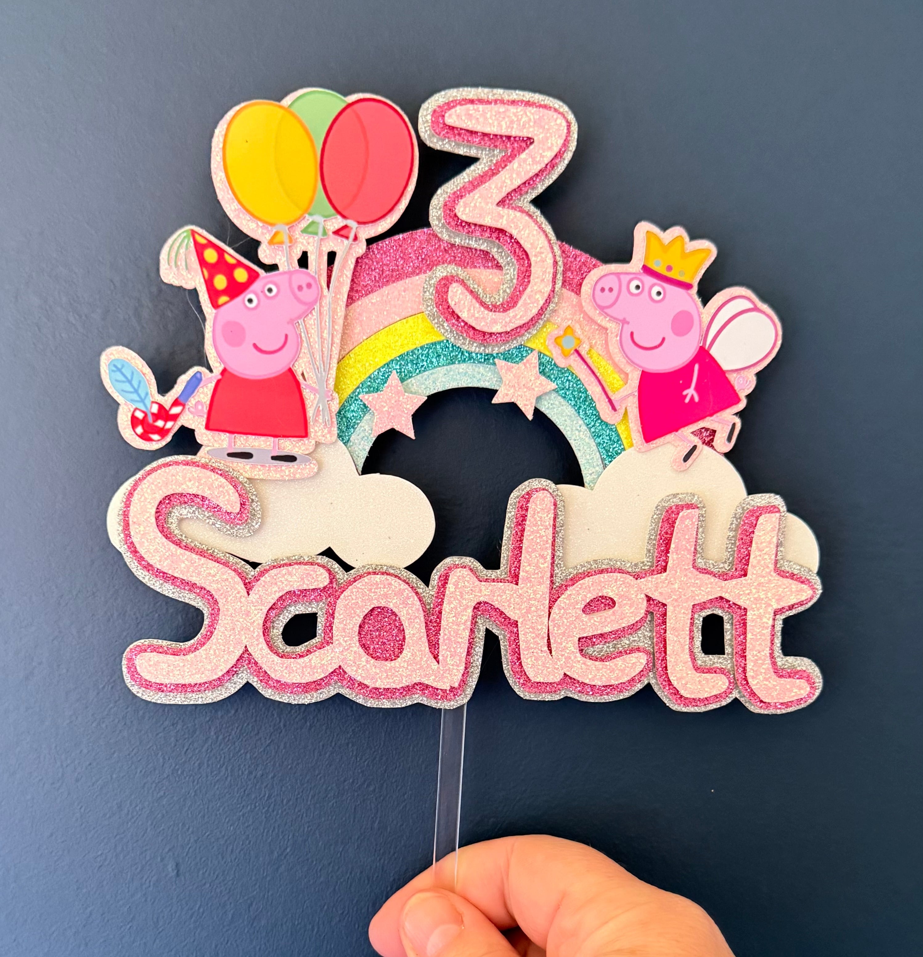 Peppa Pig Personalised Cake Topper Set | Custom Name & Age Birthday Decoration