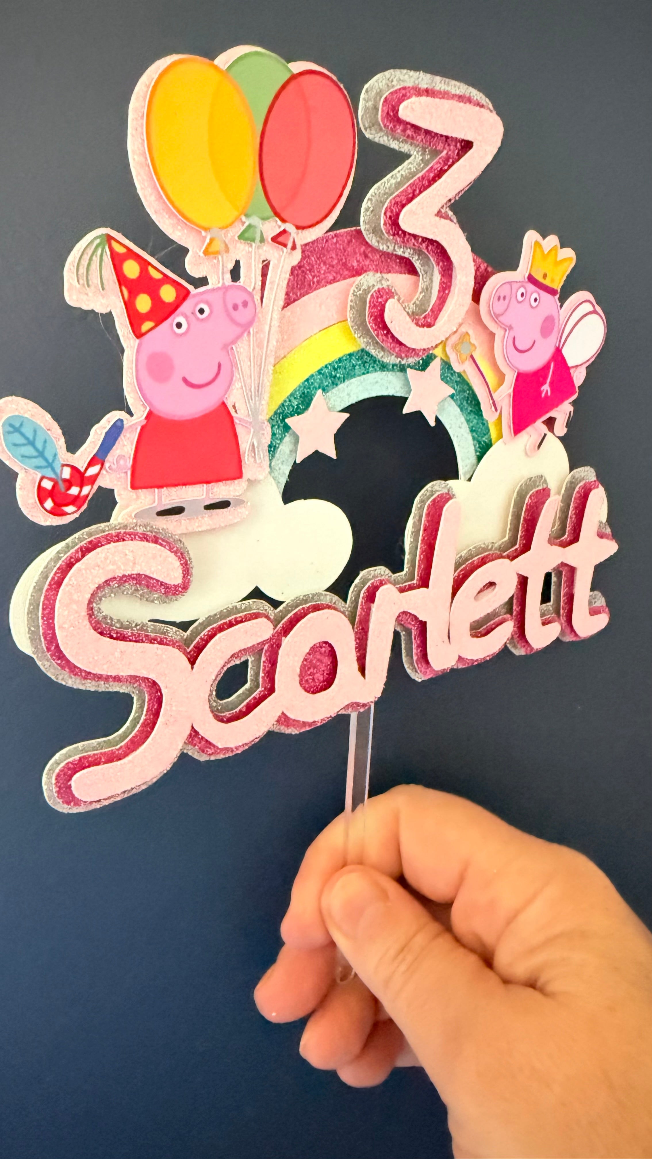 Peppa Pig Personalised Cake Topper Set | Custom Name & Age Birthday Decoration