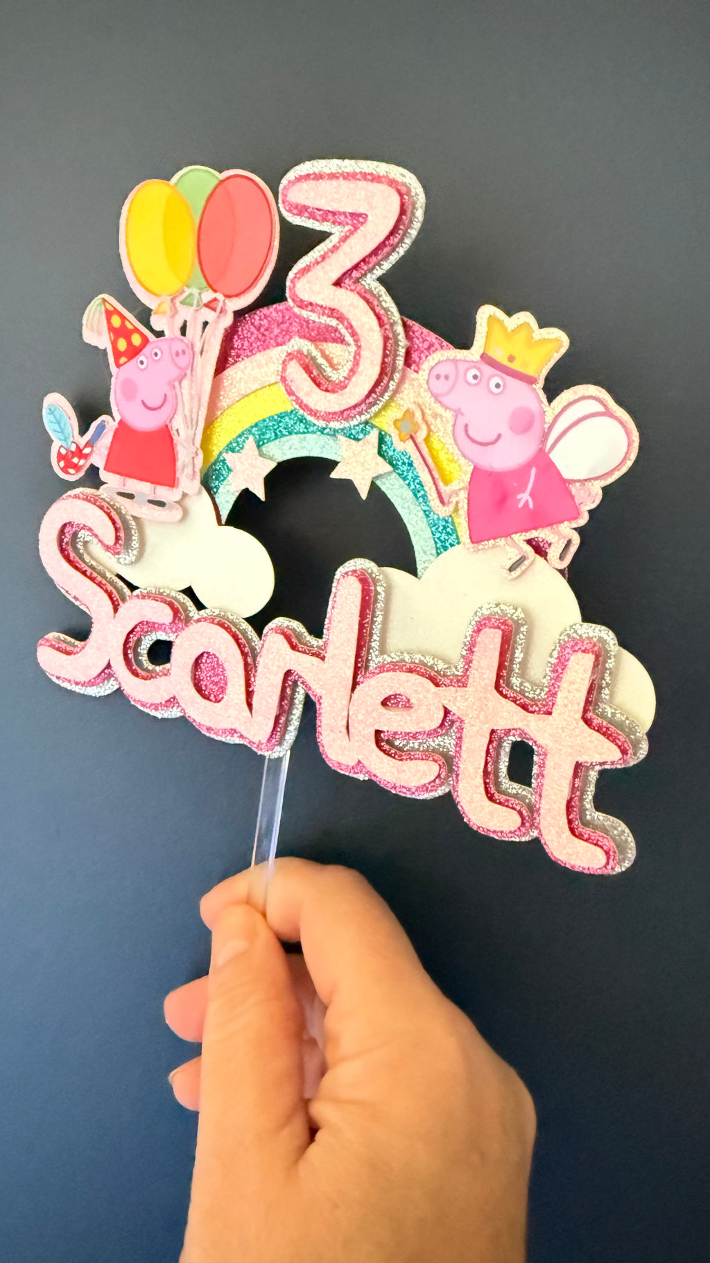Peppa Pig Personalised Cake Topper Set | Custom Name & Age Birthday Decoration