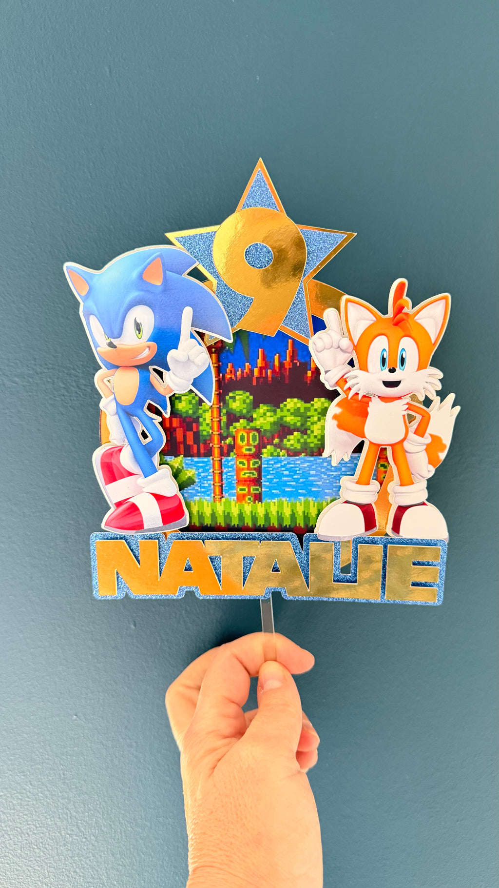 Sonic the Hedgehog Personalised Cake Topper | Custom Name & Age
