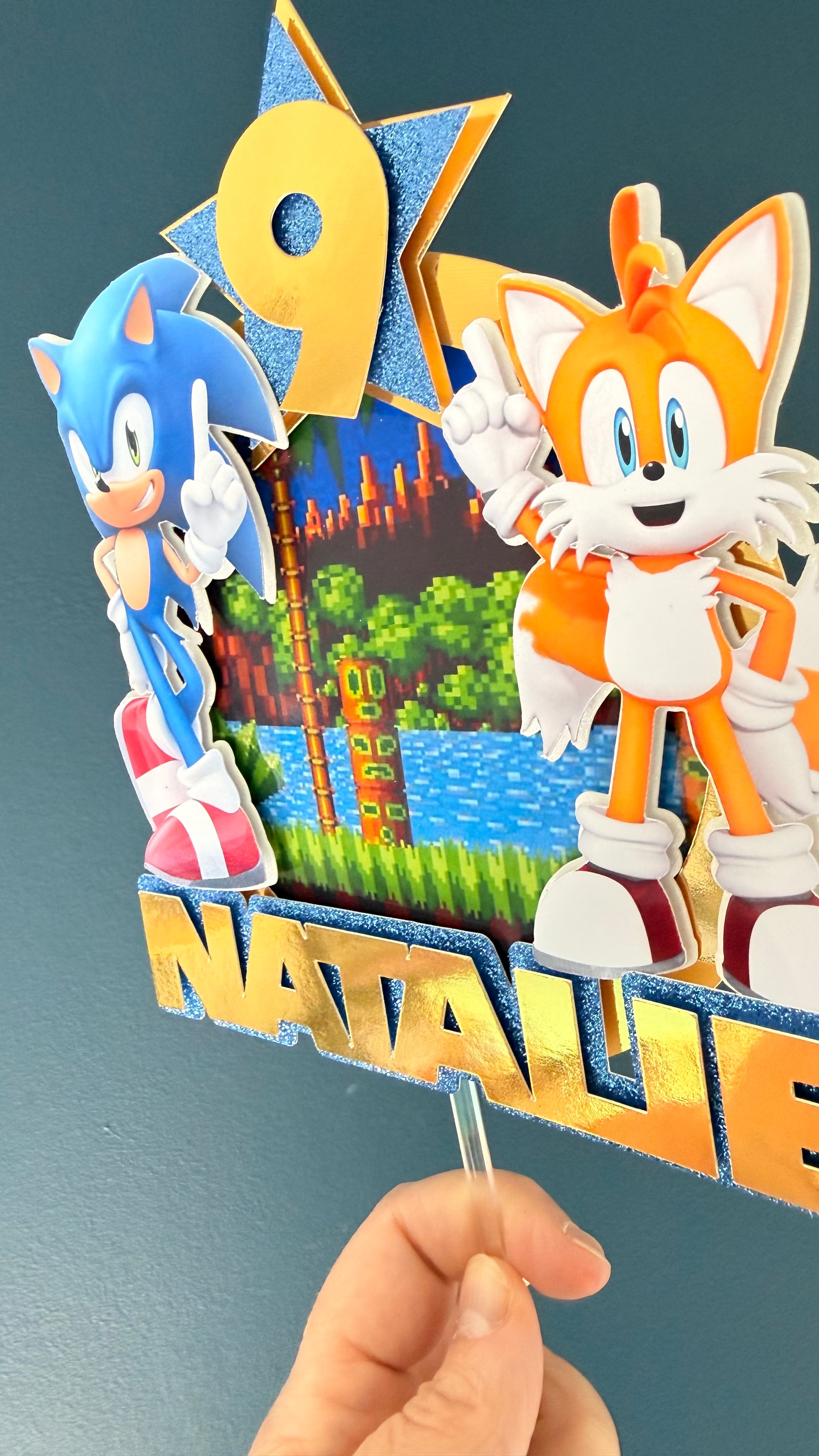 Sonic the Hedgehog Personalised Cake Topper | Custom Name & Age