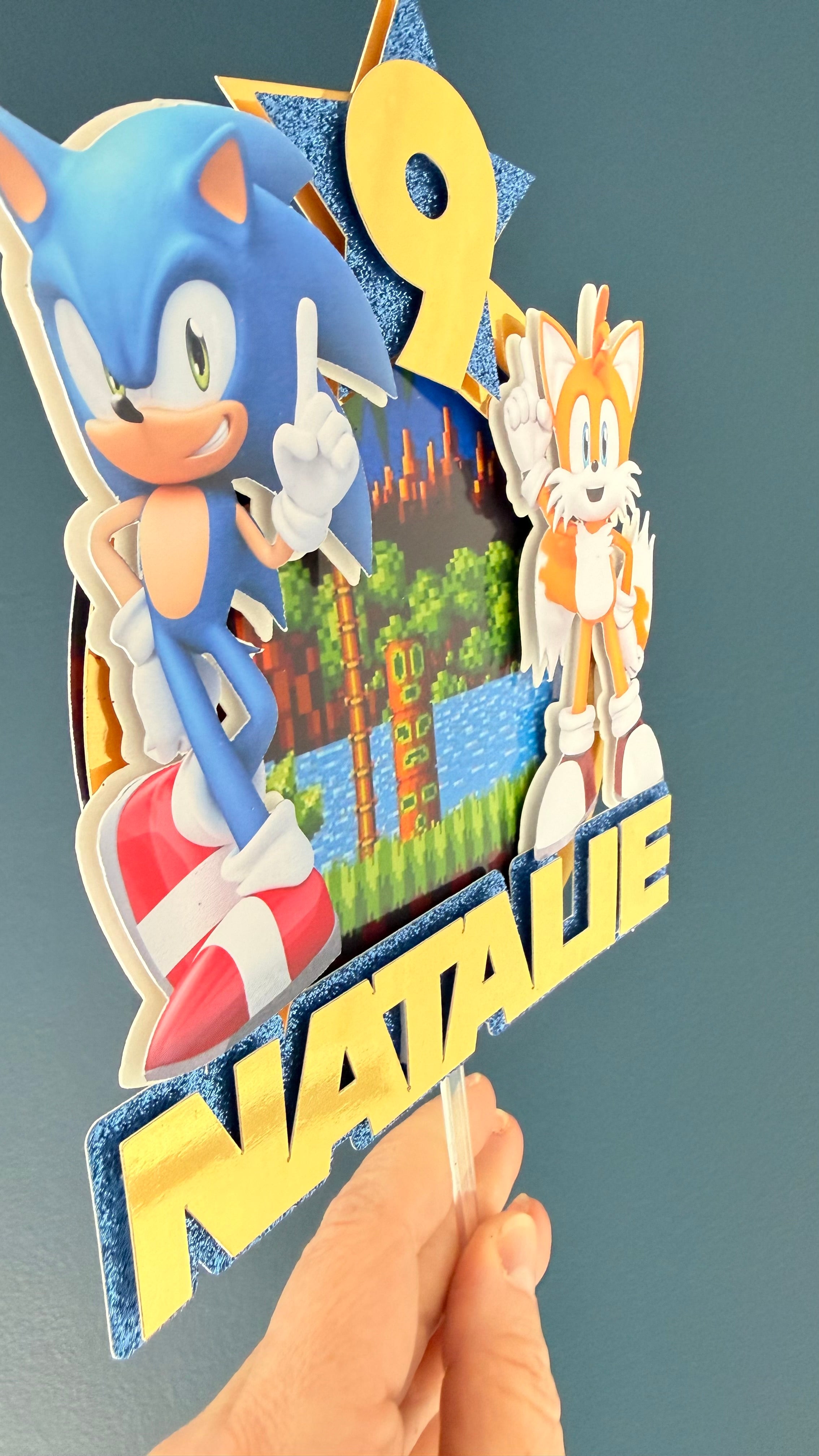 Sonic the Hedgehog Personalised Cake Topper | Custom Name & Age