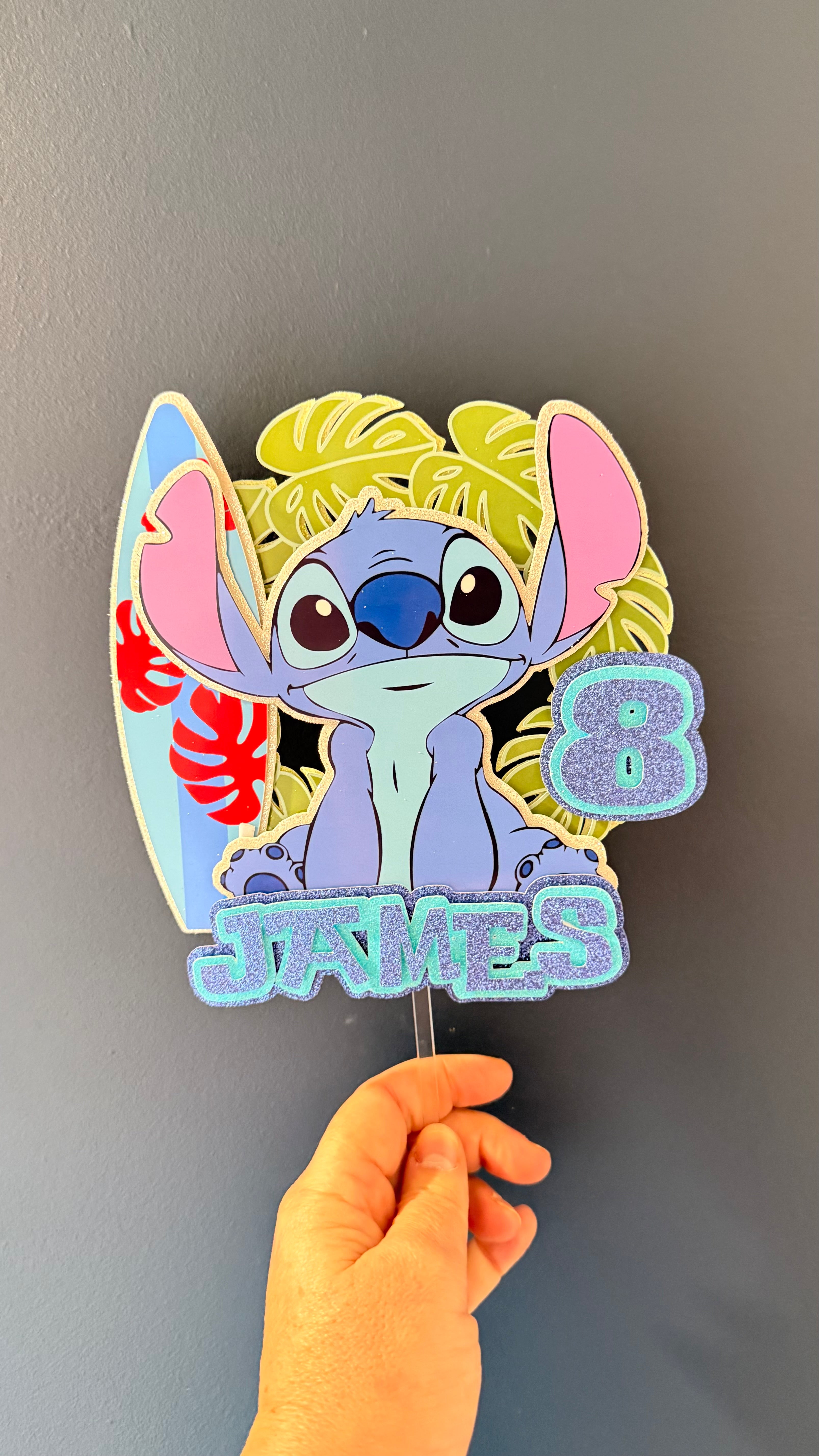 Stitch Inspired Personalised Cake Topper | Custom Name & Age