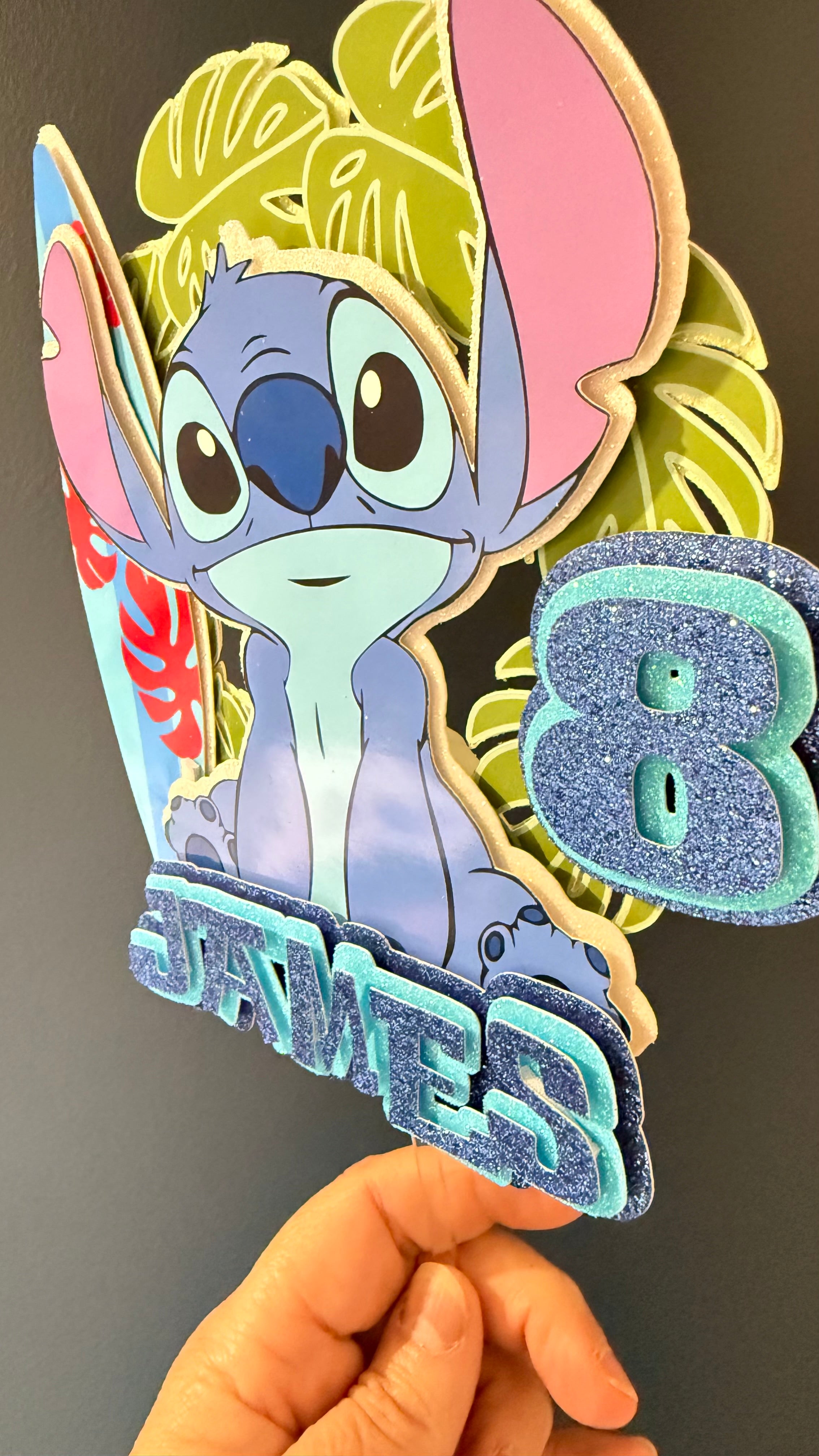 Stitch Inspired Personalised Cake Topper | Custom Name & Age