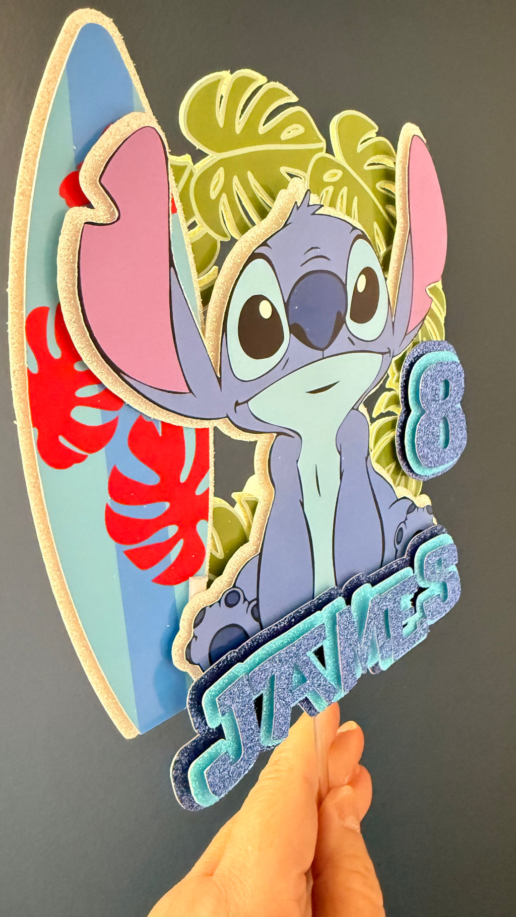 Stitch Inspired Personalised Cake Topper | Custom Name & Age