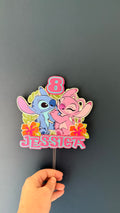 Stitch & Angel Inspired Personalised Cake Topper | Custom Name & Age
