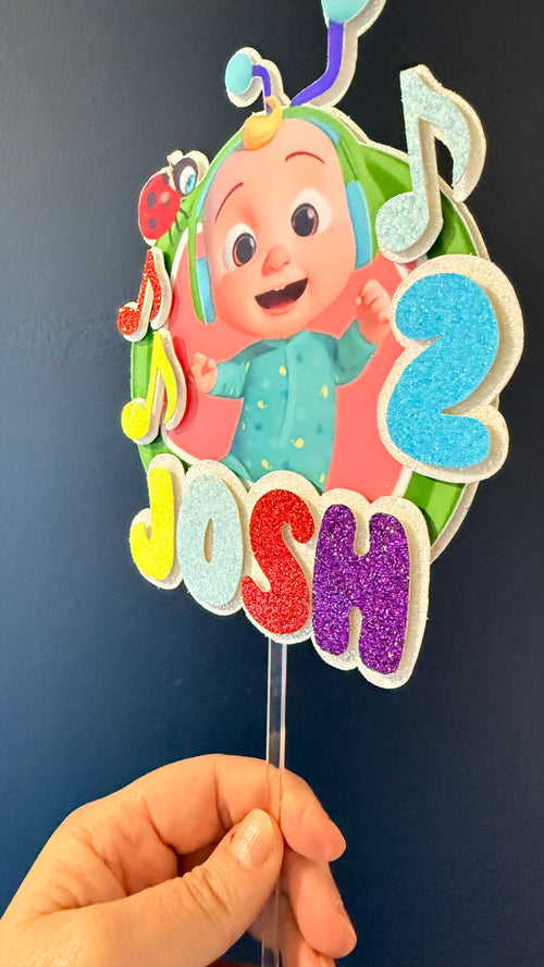 CoComelon Inspired Personalised Cake Topper | Custom Name & Age