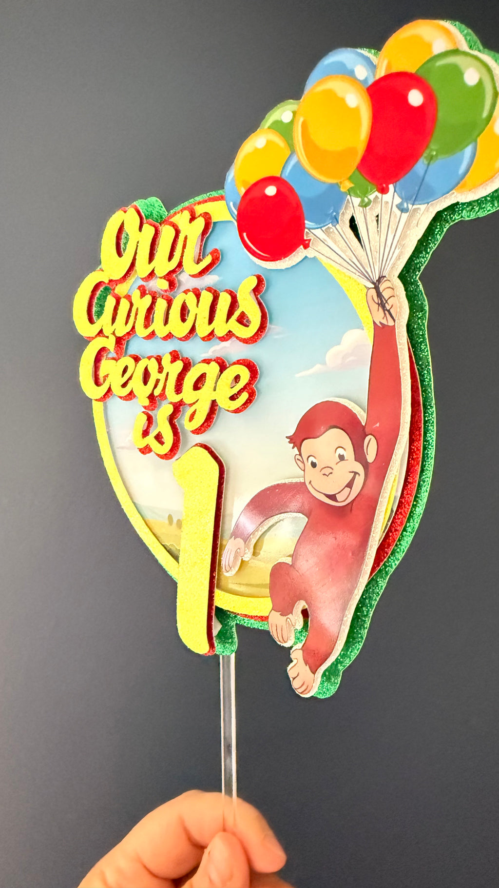 Cheeky Monkey Inspired Personalised Cake Topper | Custom Name & Age