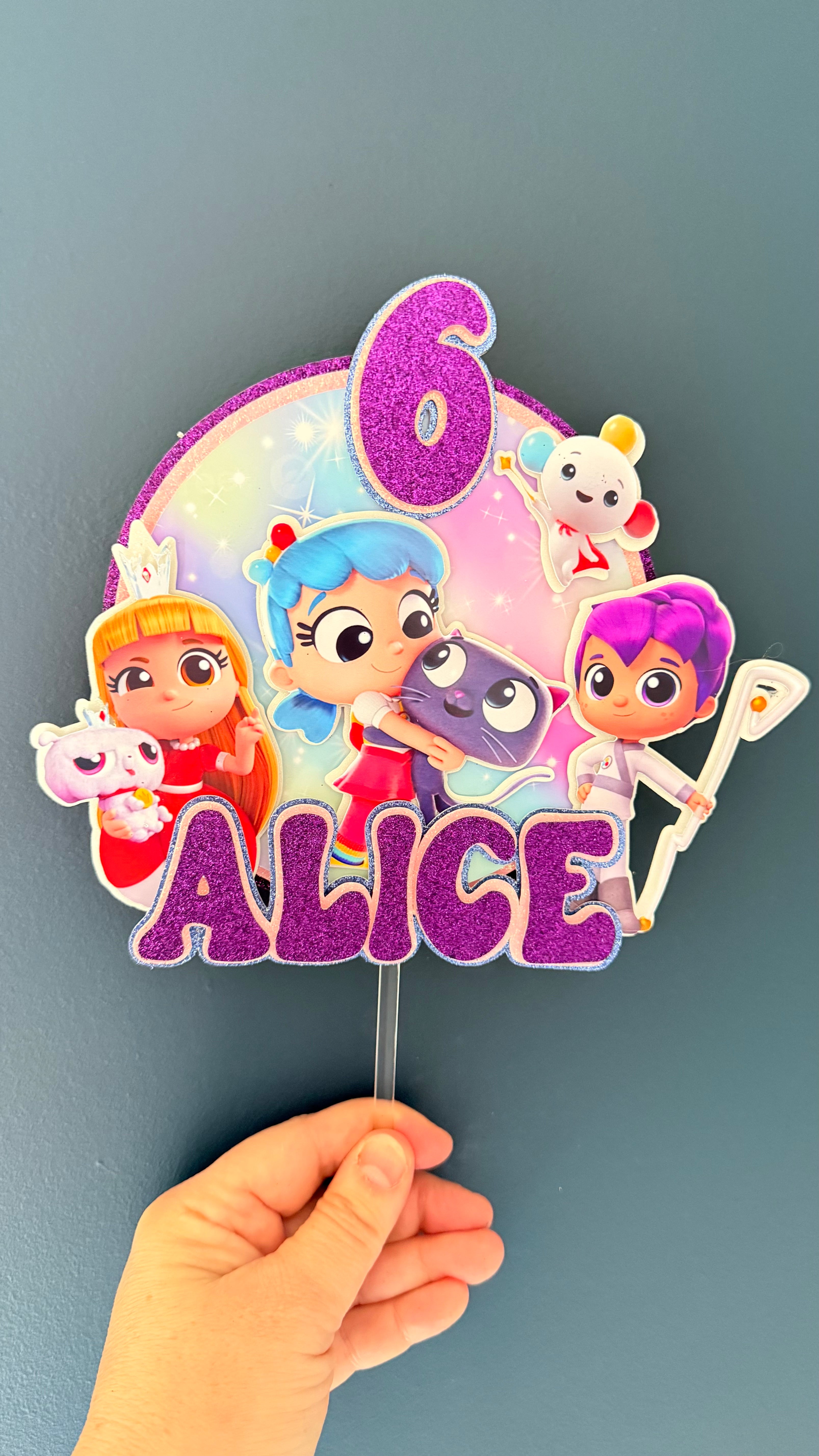 Rainbow Kingdom Inspired Personalised Cake Topper | Custom Name & Age