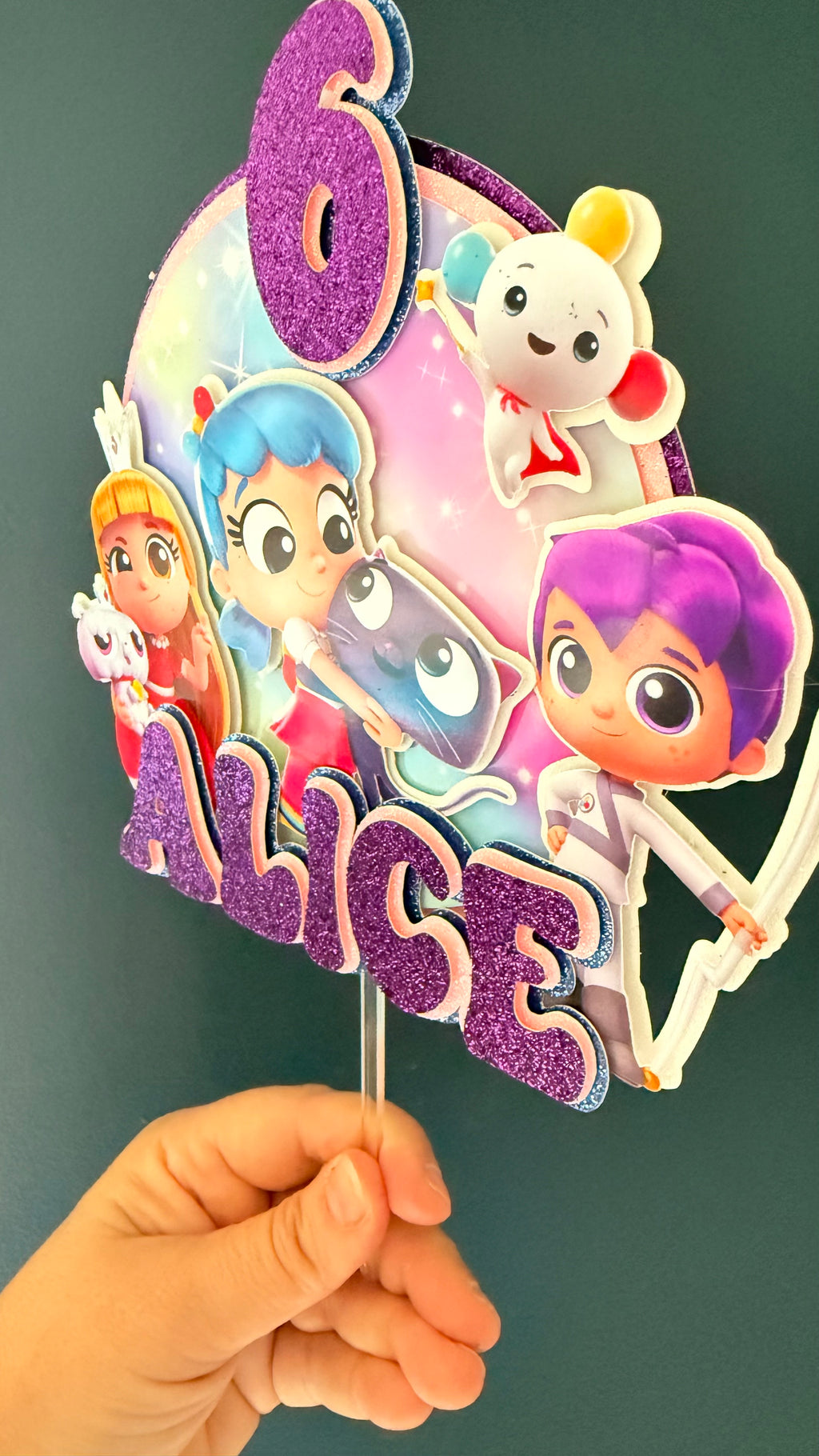 Rainbow Kingdom Inspired Personalised Cake Topper | Custom Name & Age