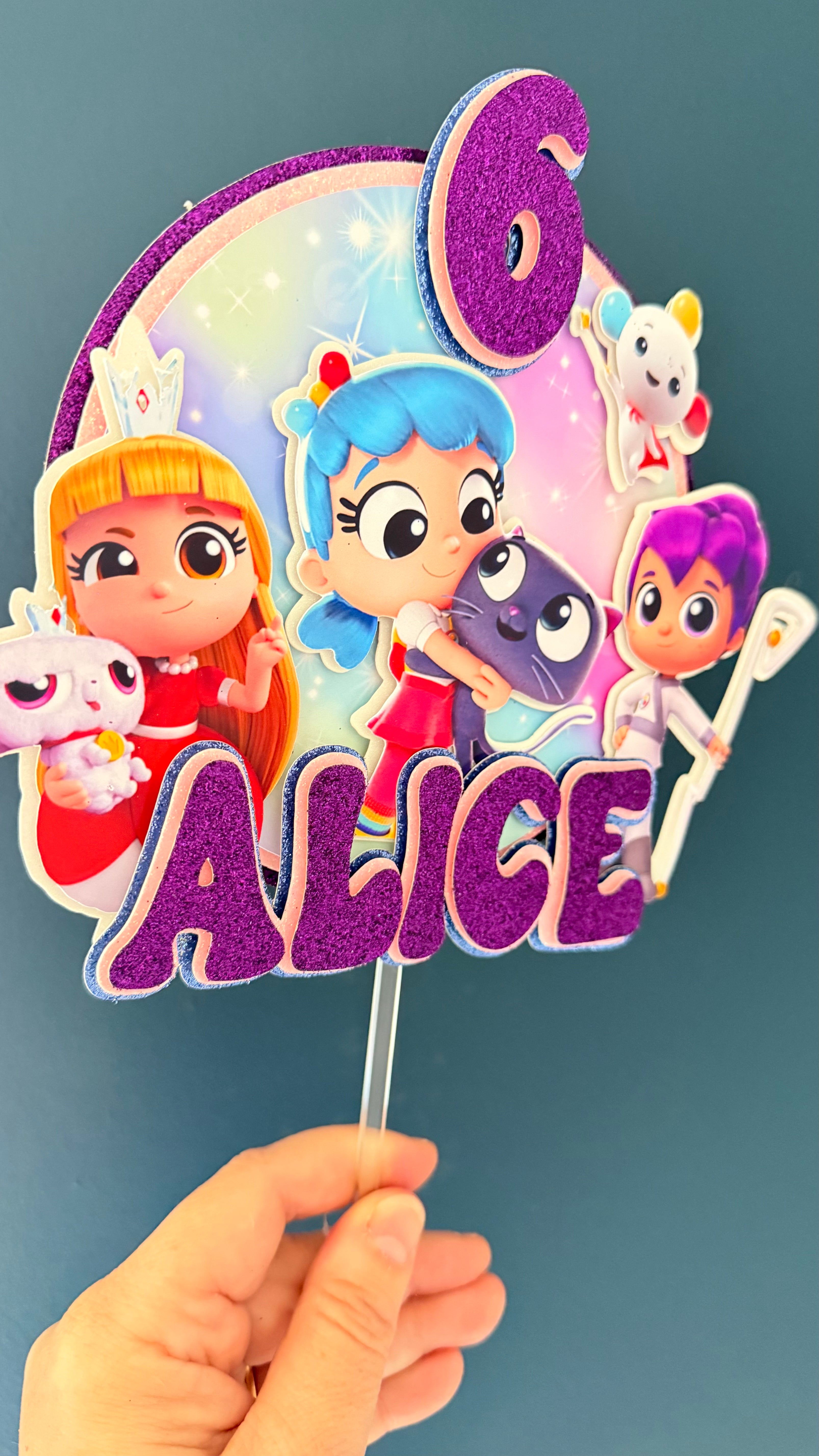 Rainbow Kingdom Inspired Personalised Cake Topper | Custom Name & Age
