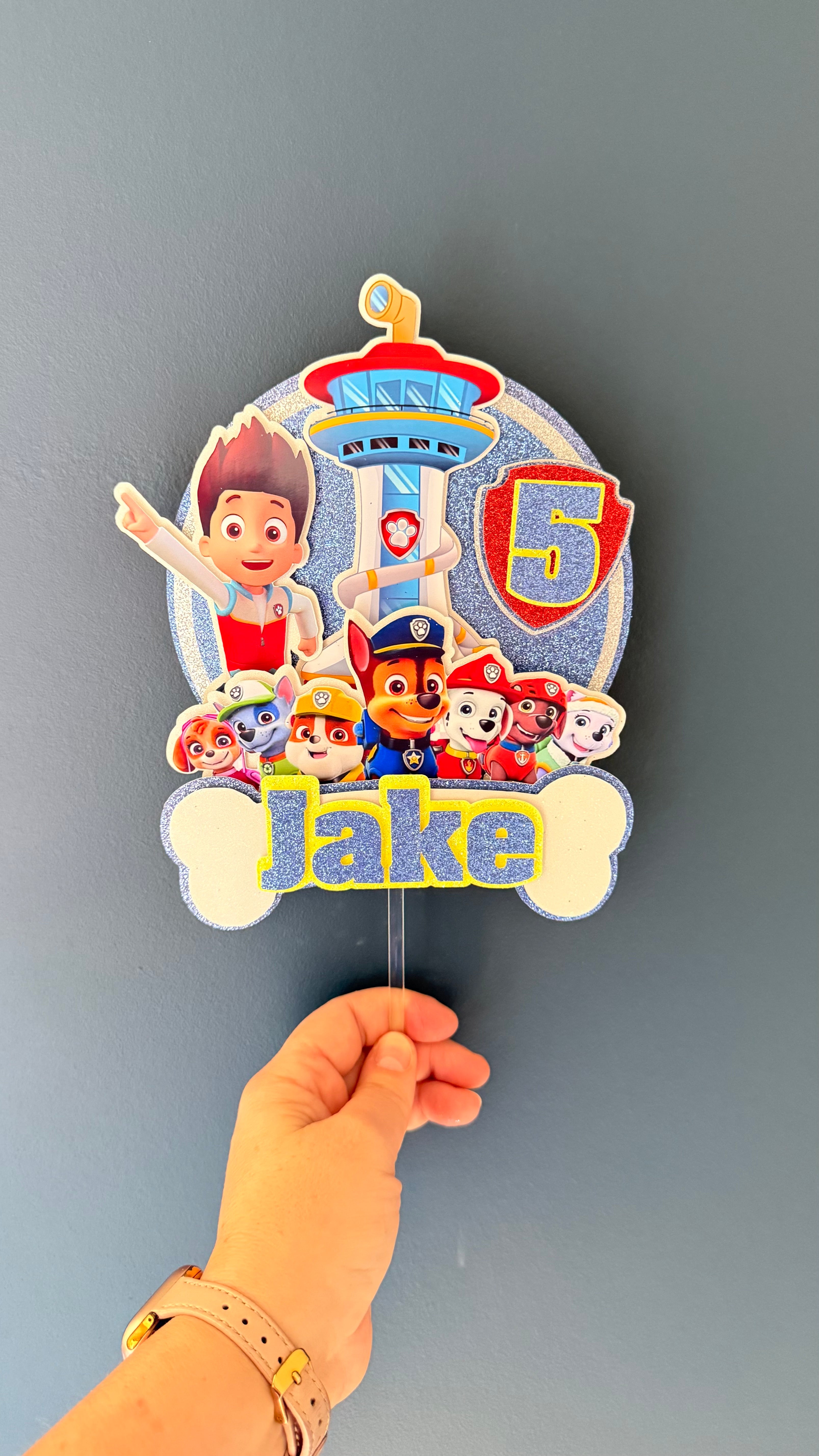 Paw Patrol Personalised Cake Topper | Custom Name & Age Birthday Decoration