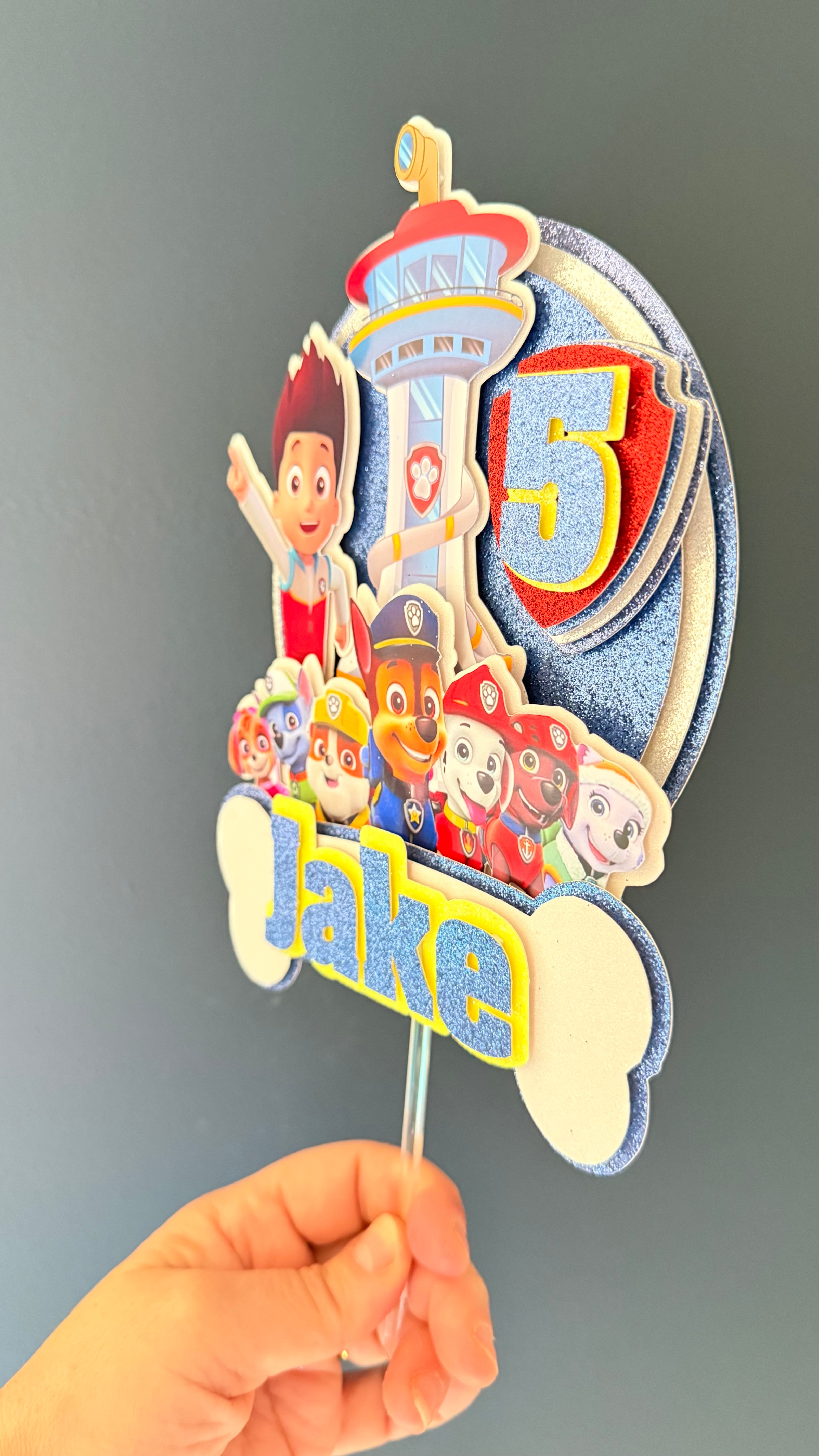 Paw Patrol Personalised Cake Topper | Custom Name & Age Birthday Decoration