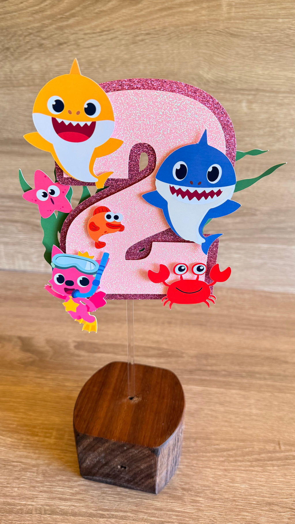 Baby Shark Personalised Cake Topper Set | Custom Name & Age Birthday Decoration