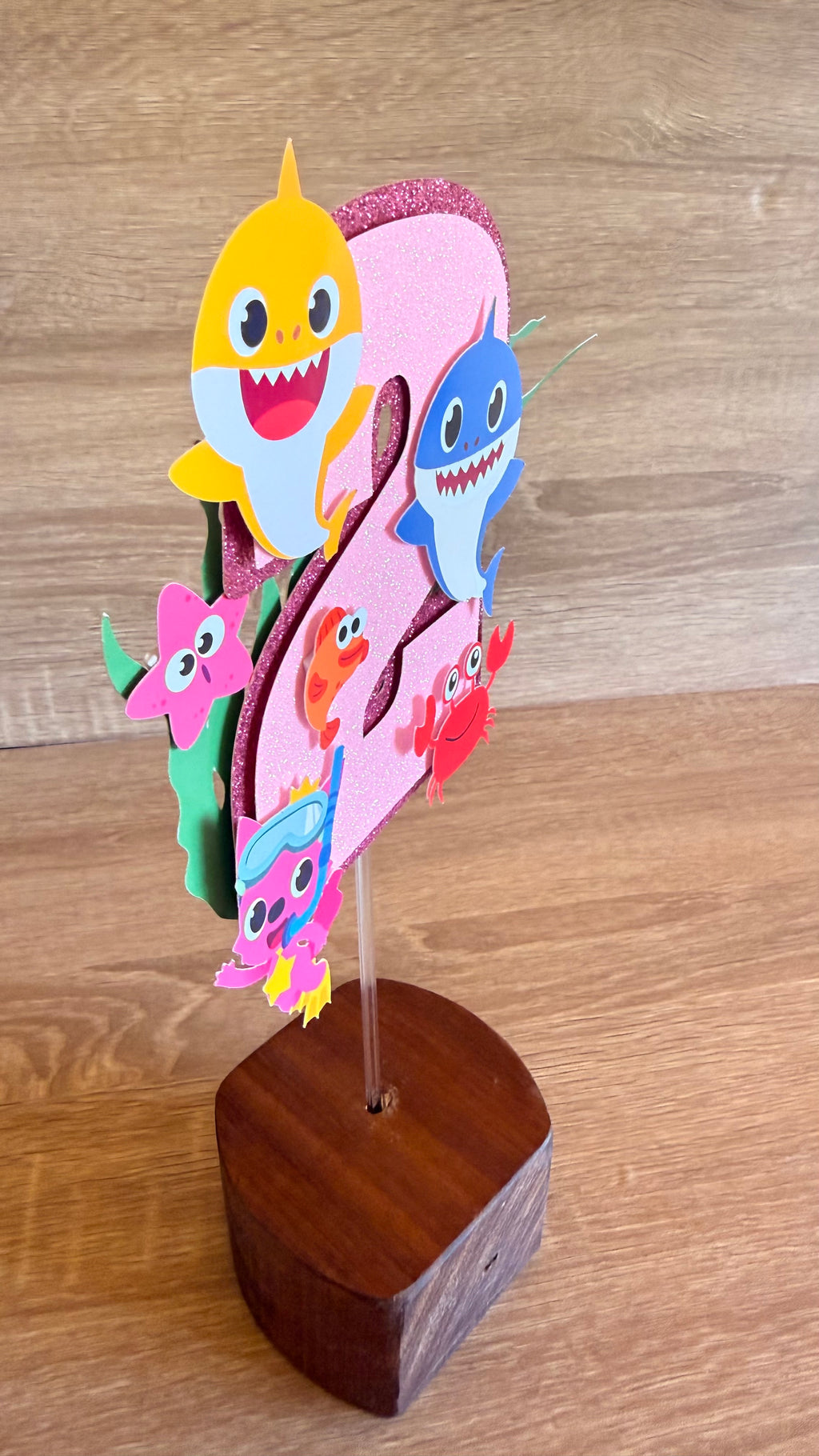 Baby Shark Personalised Cake Topper Set | Custom Name & Age Birthday Decoration