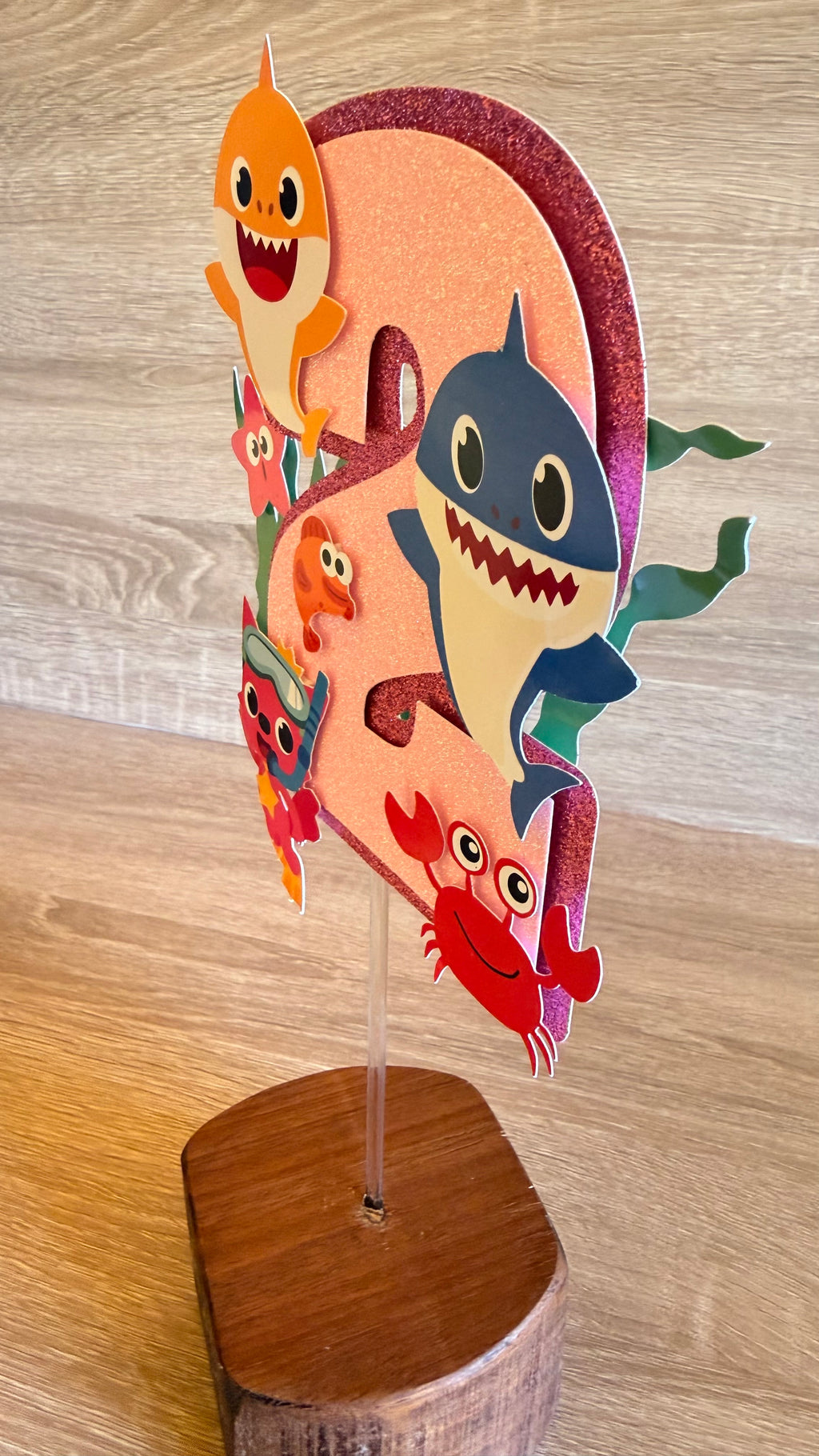 Baby Shark Personalised Cake Topper Set | Custom Name & Age Birthday Decoration