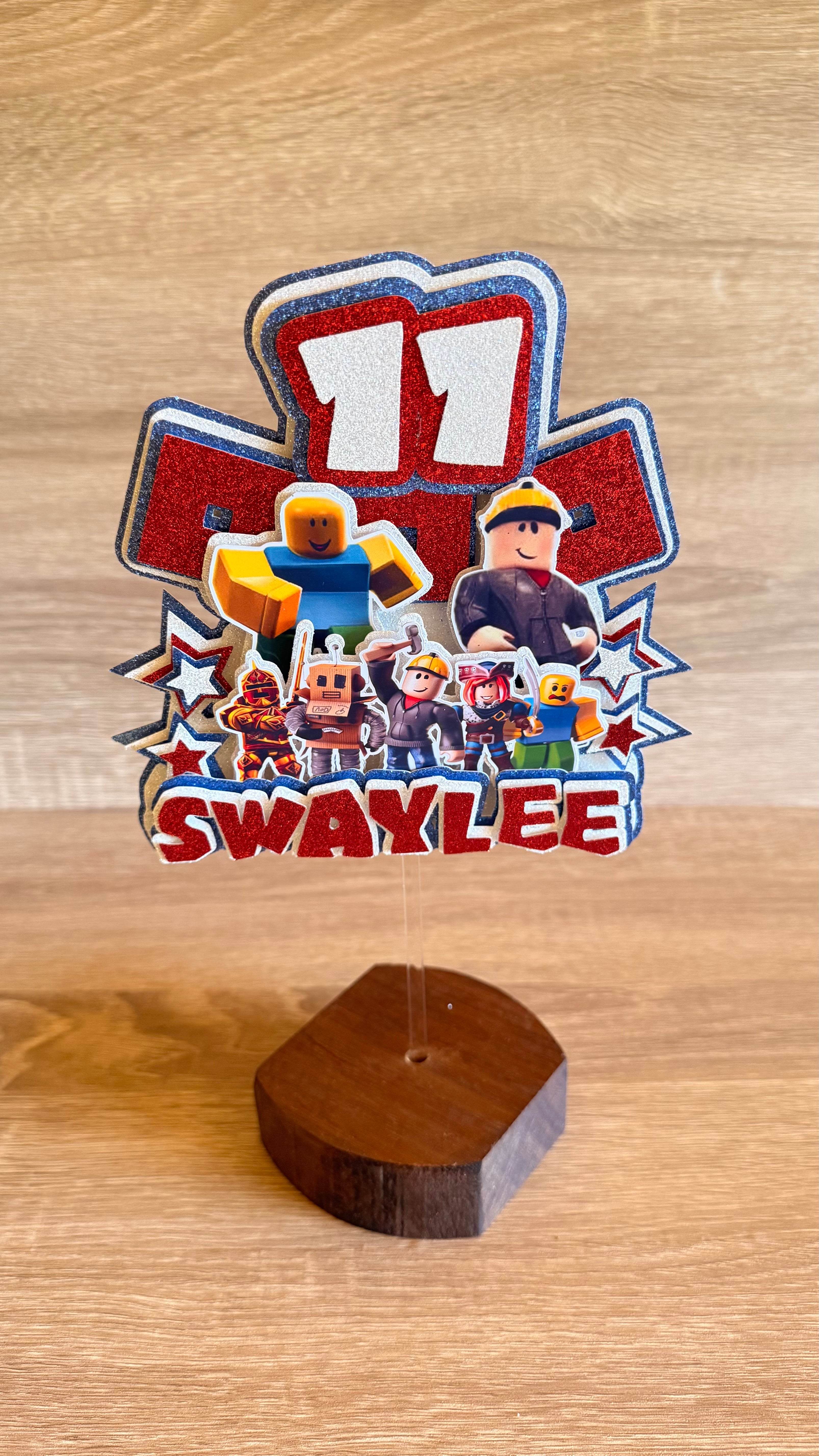 Personalised Roblox Cake Topper | Custom Name & Age Birthday Decoration