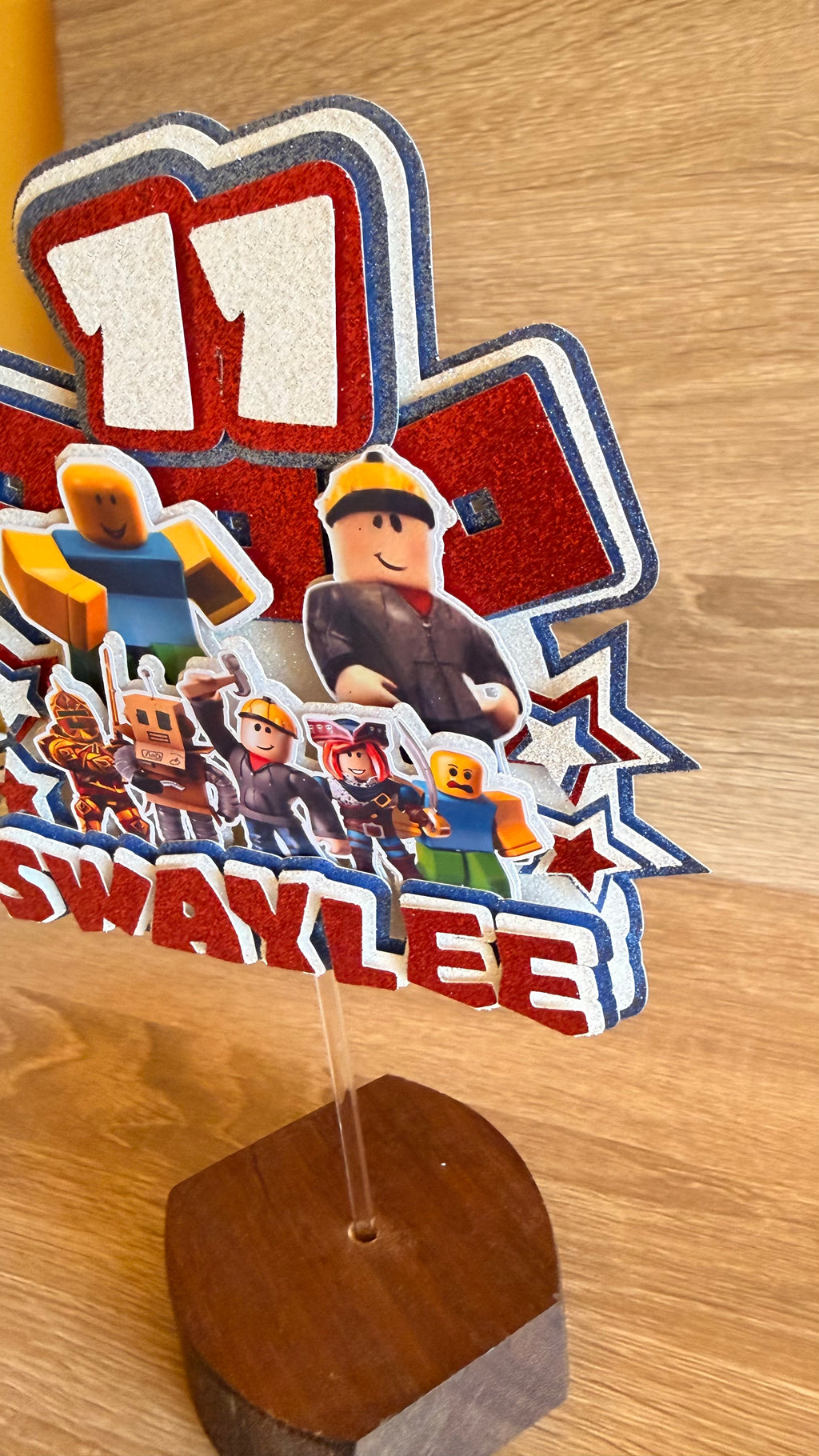 Personalised Roblox Cake Topper | Custom Name & Age Birthday Decoration