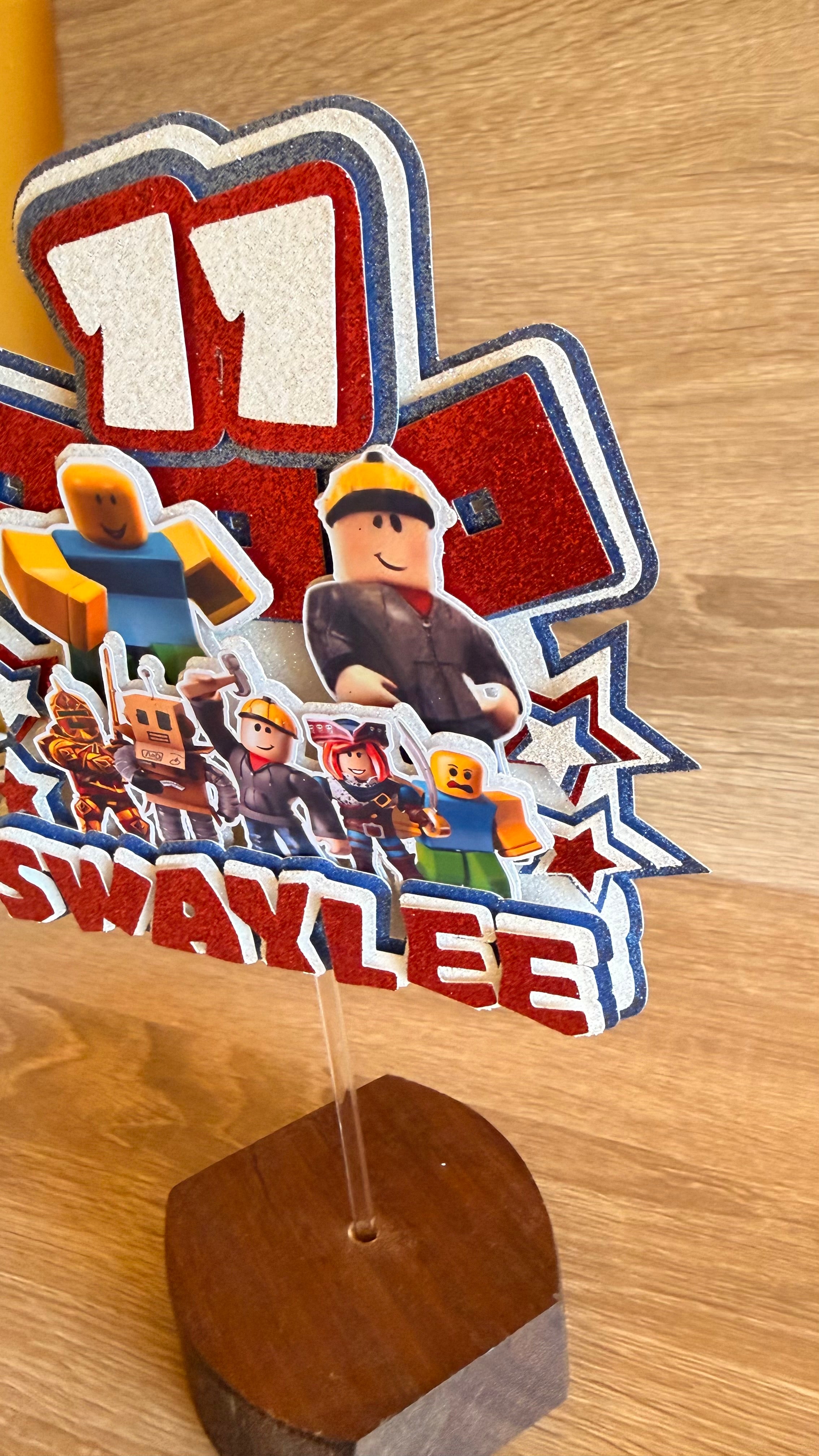Personalised Roblox Cake Topper | Custom Name & Age Birthday Decoration