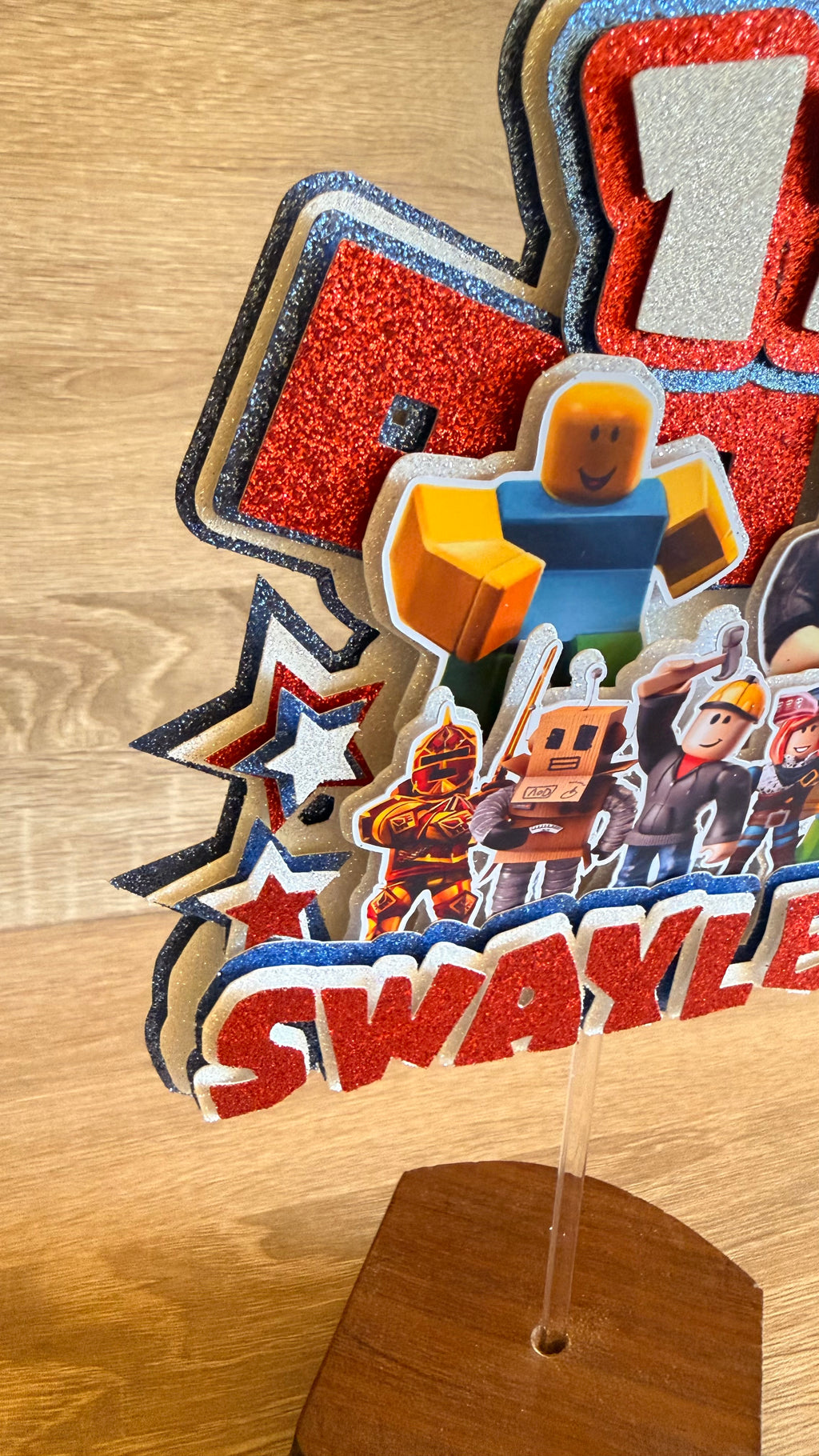 Personalised Roblox Cake Topper | Custom Name & Age Birthday Decoration
