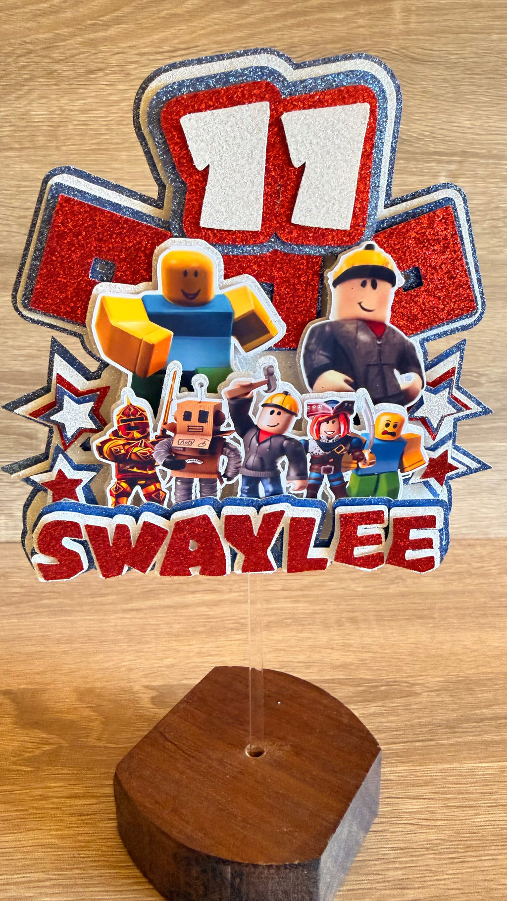 Personalised Roblox Cake Topper | Custom Name & Age Birthday Decoration