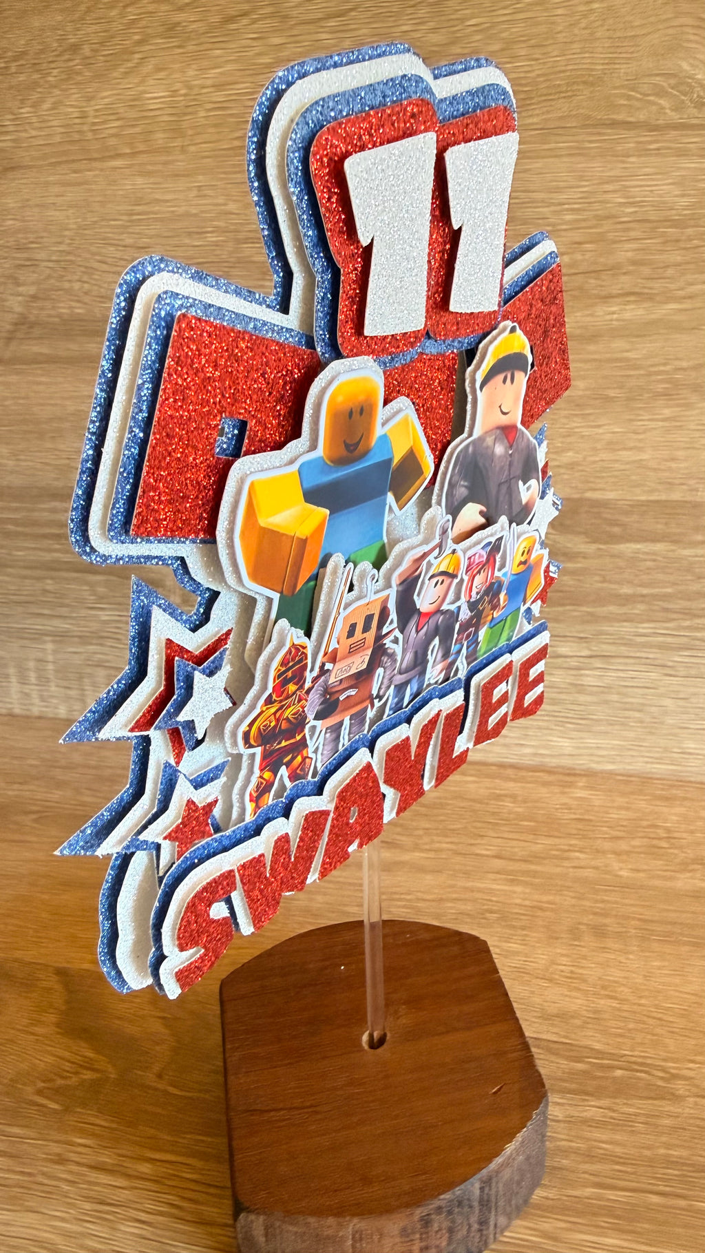 Personalised Roblox Cake Topper | Custom Name & Age Birthday Decoration