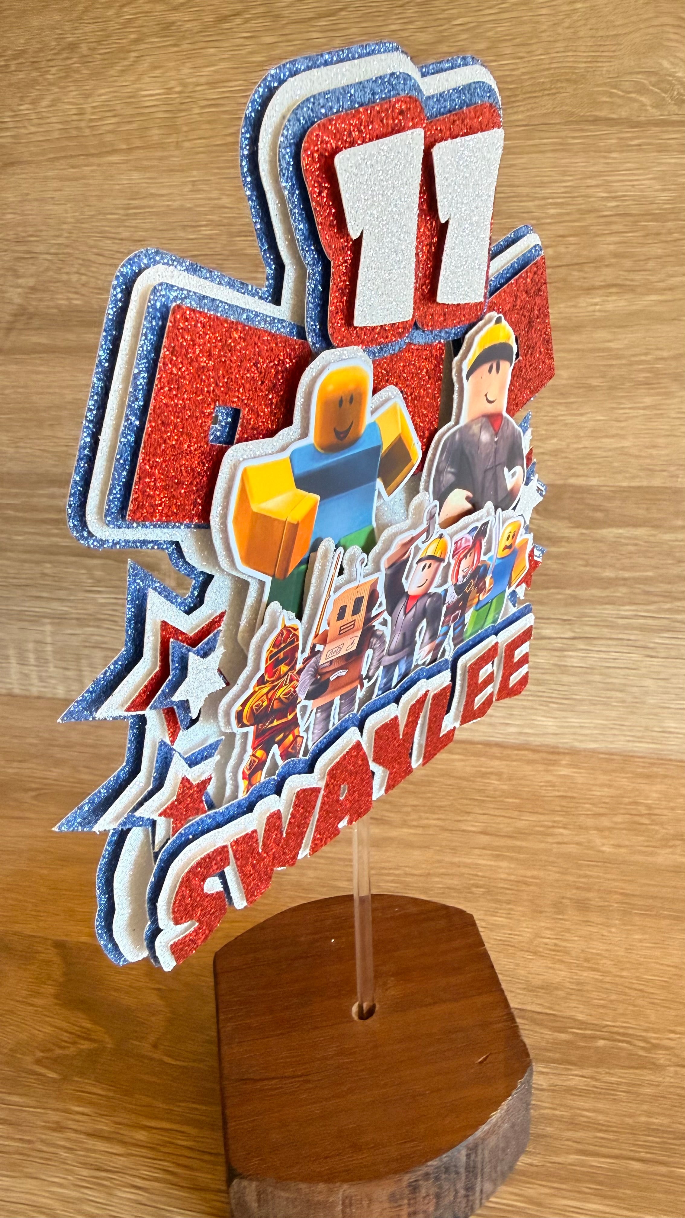 Personalised Roblox Cake Topper | Custom Name & Age Birthday Decoration