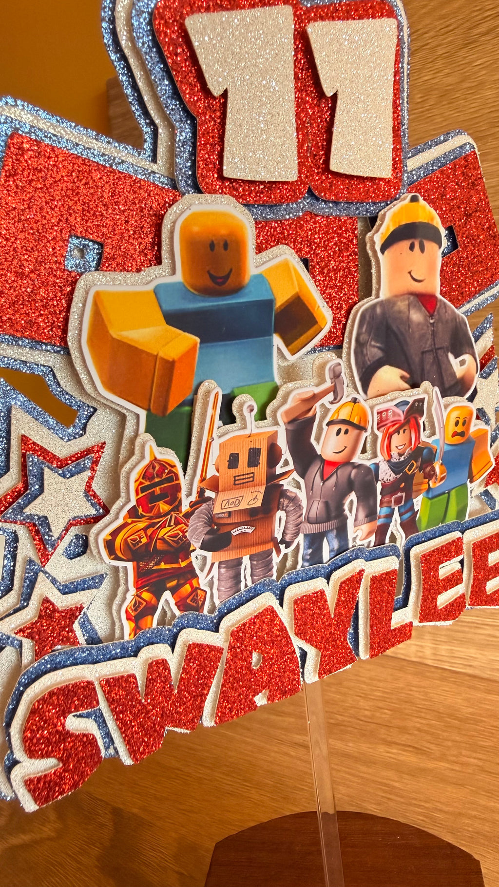 Personalised Roblox Cake Topper | Custom Name & Age Birthday Decoration
