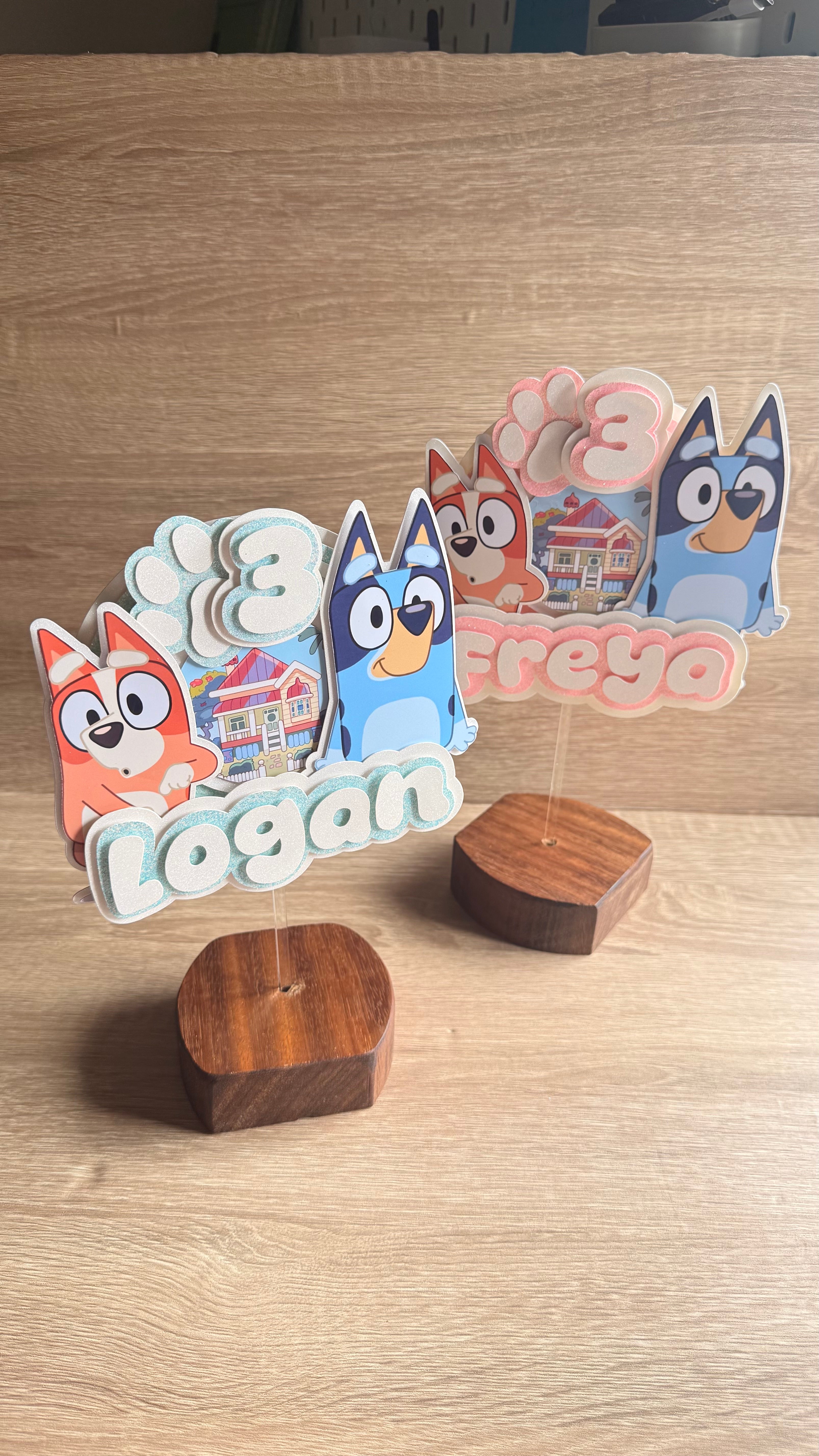 Personalised Bluey Cake Topper | Custom Name & Age Birthday Decoration