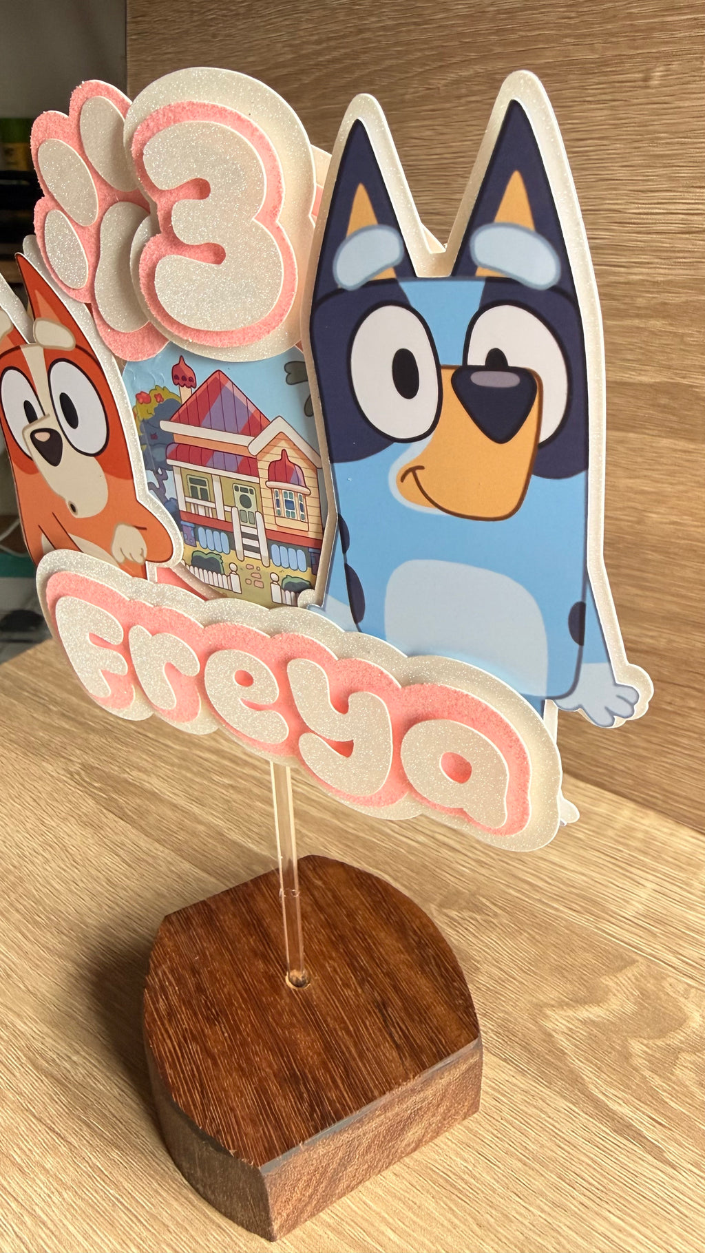 Personalised Bluey Cake Topper | Custom Name & Age Birthday Decoration