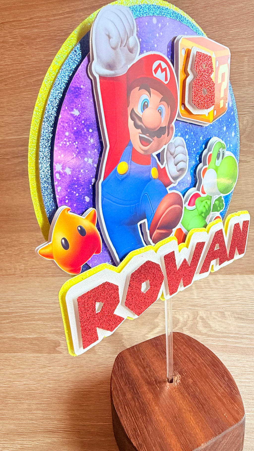 Super Mario Inspired Personalised Cake Topper | Custom Name & Age Birthday Decoration