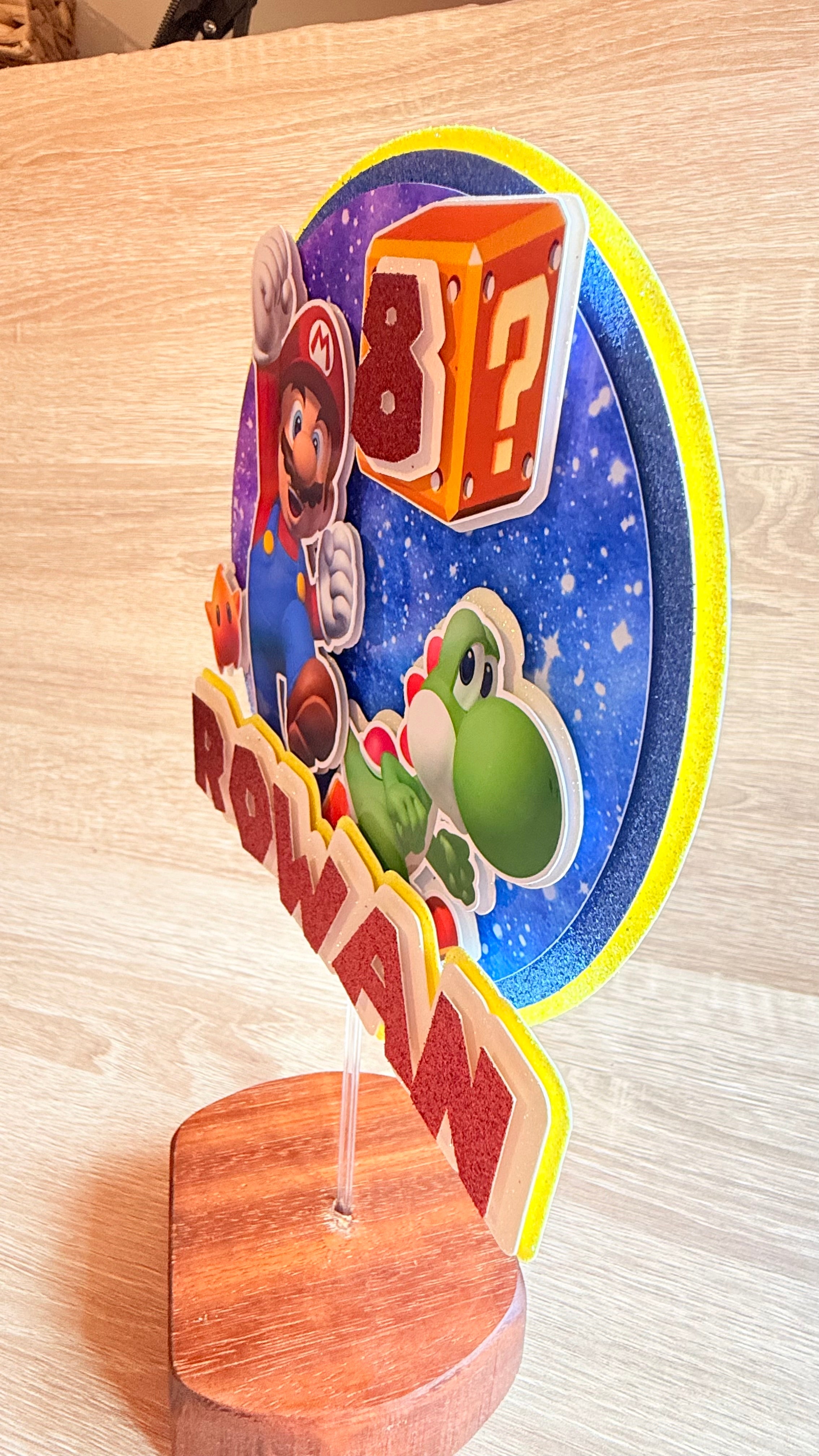 Super Mario Inspired Personalised Cake Topper | Custom Name & Age Birthday Decoration